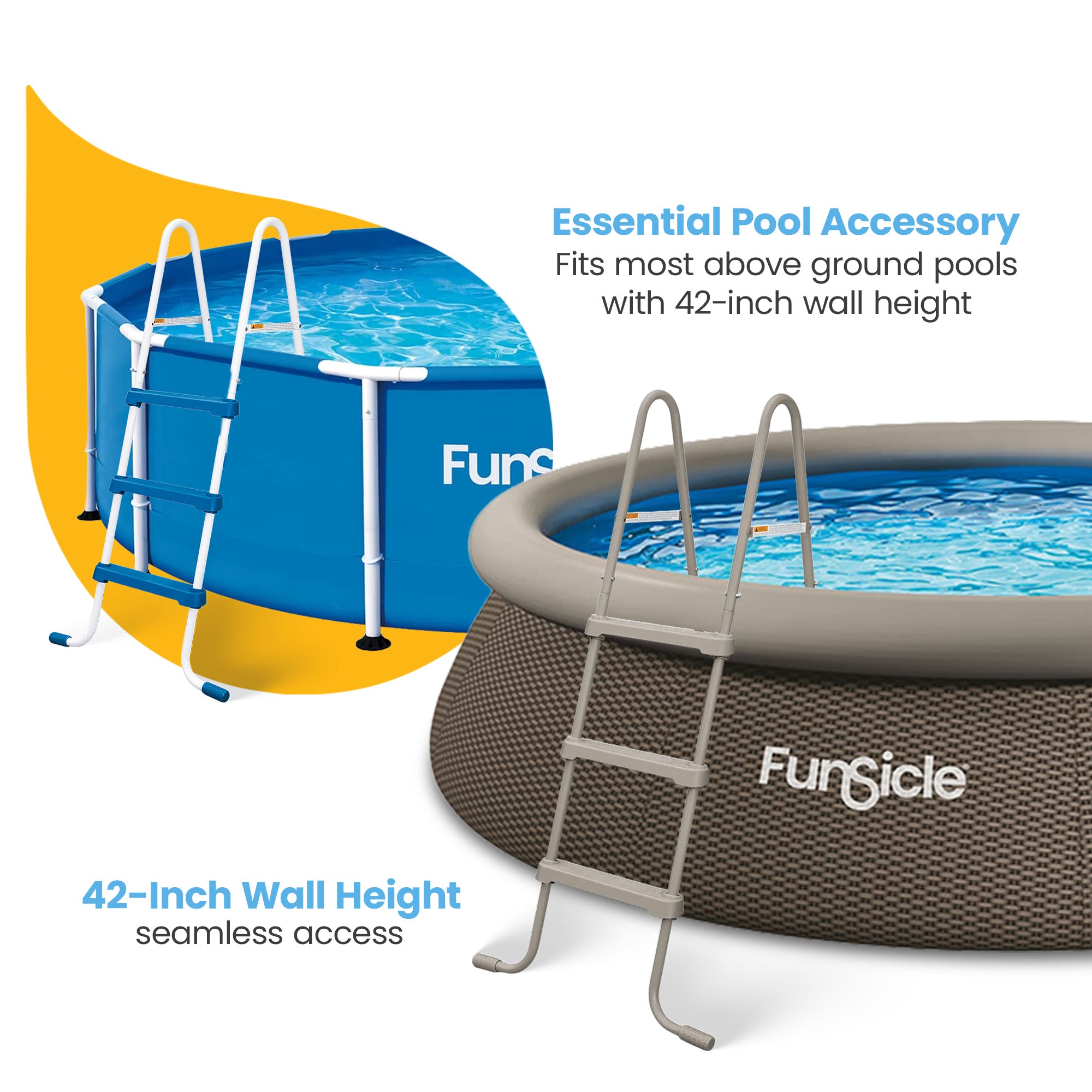 Funsicle 42 In SureStep 3 Stair Outdoor Above-Ground Swimming Pool Ladder (Used)