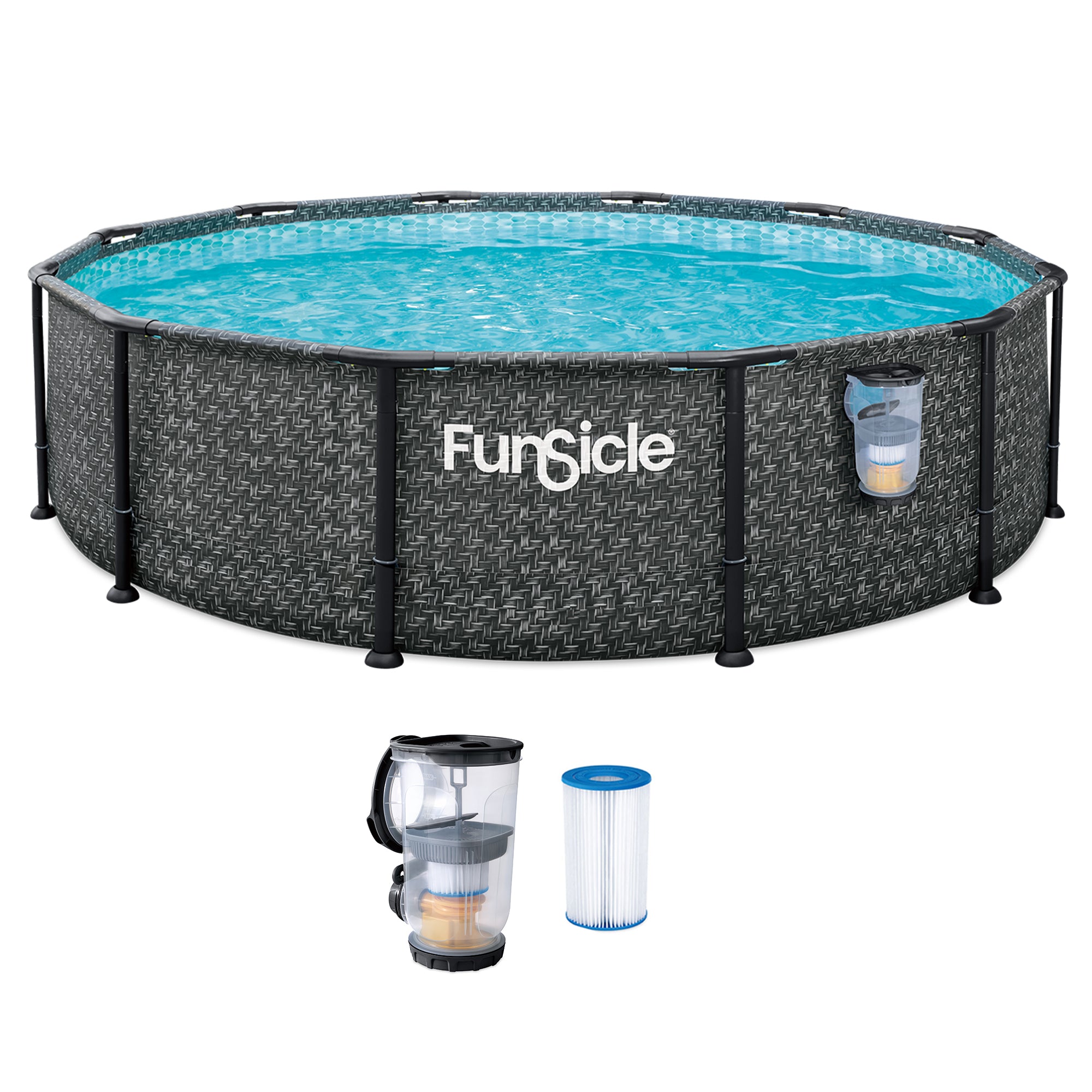 Funsicle 12' x 36" Oasis Designer Above Ground Pool, Dark Herringbone (Open Box) - VMInnovations