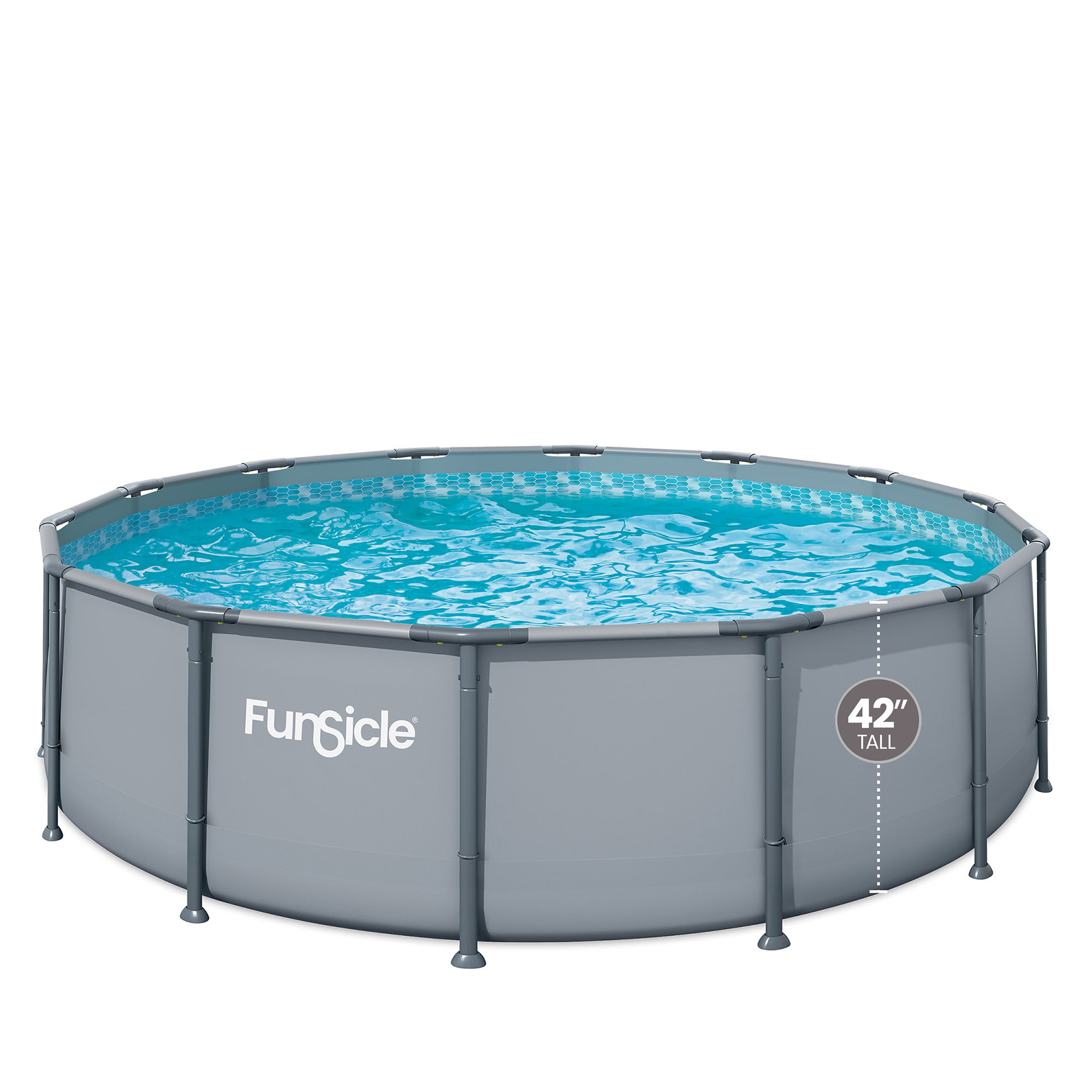 Funsicle 14' x 42" Oasis Round Above Ground Swimming Pool Set, Gray (Open Box)