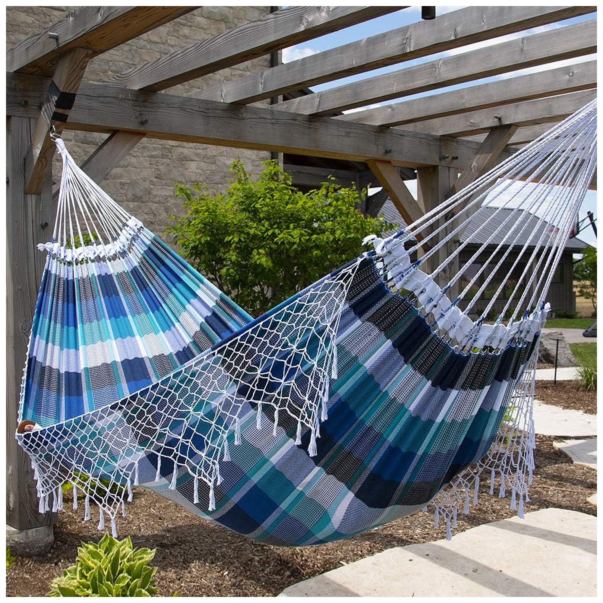 Vivere Authentic Brazilian Cotton Hammock Hanging Daybed, Marina (Open Box)