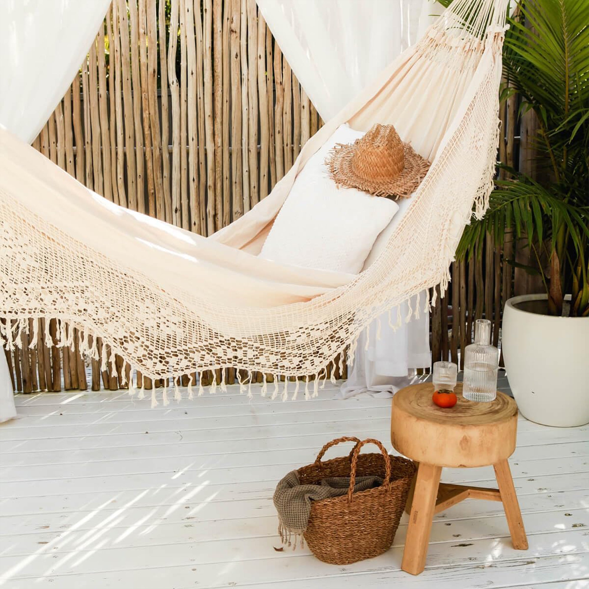 Vivere Authentic Brazilian Cotton Hammock, Hanging Daybed, Antique (Open Box) - VMInnovations