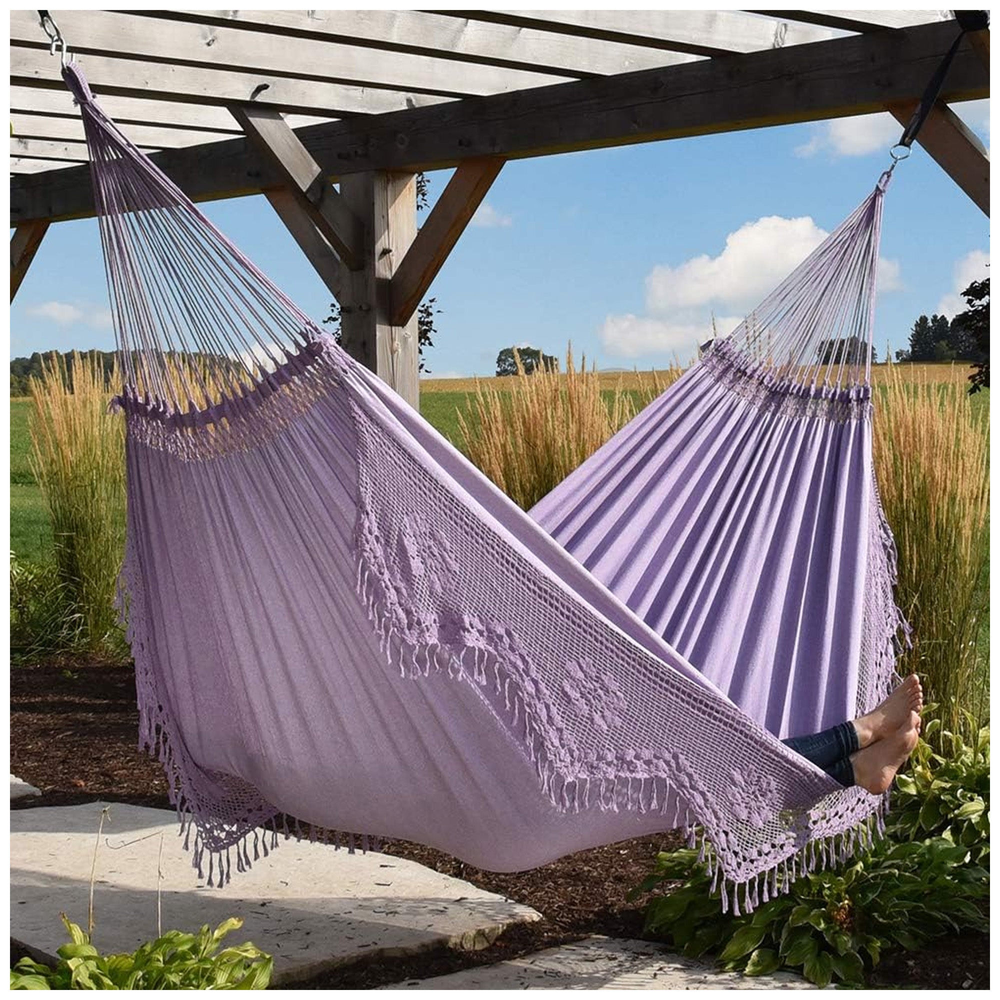 Vivere Authentic Brazilian Cotton Hammock, Outdoor Hanging Daybed, Olinda - VMInnovations