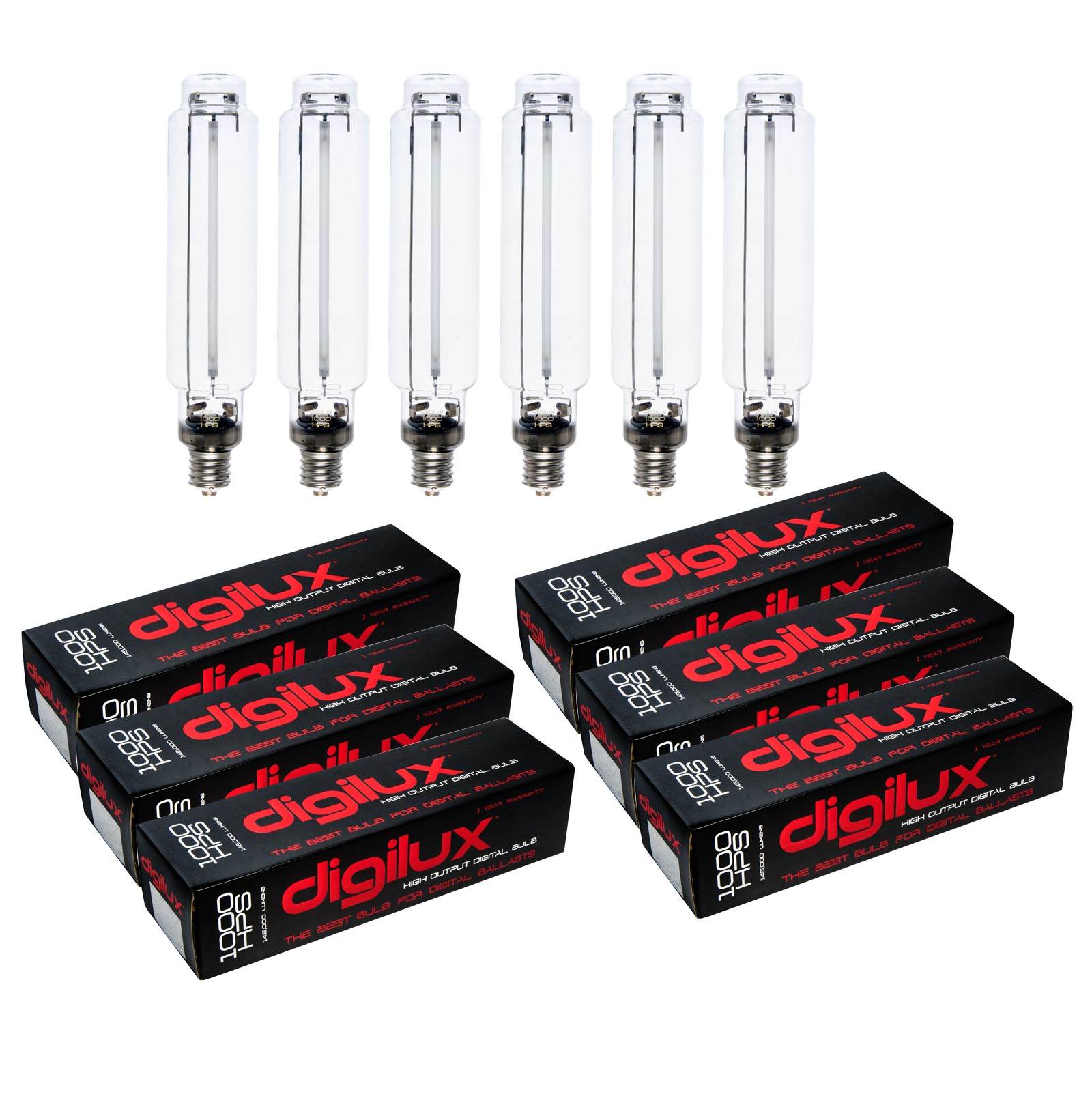 Digilux DX1000 1000 Watt HPS HID Sodium Digital Ballast Grow Lamp Light Bulb (6) - VMInnovations
