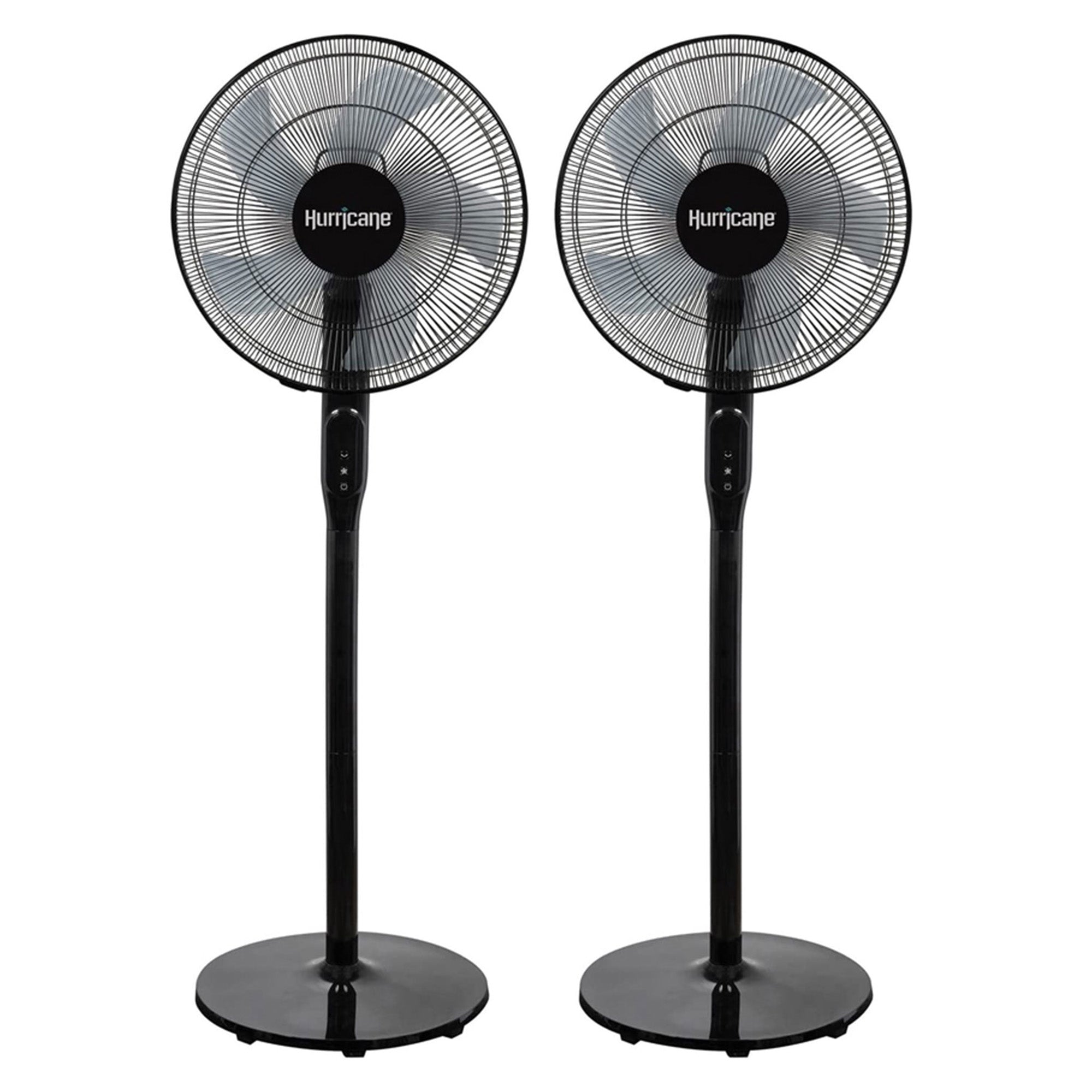 Hurricane 2 Pack 16" Energy Efficient Adjustable Standing Fan, 12 Speed Settings