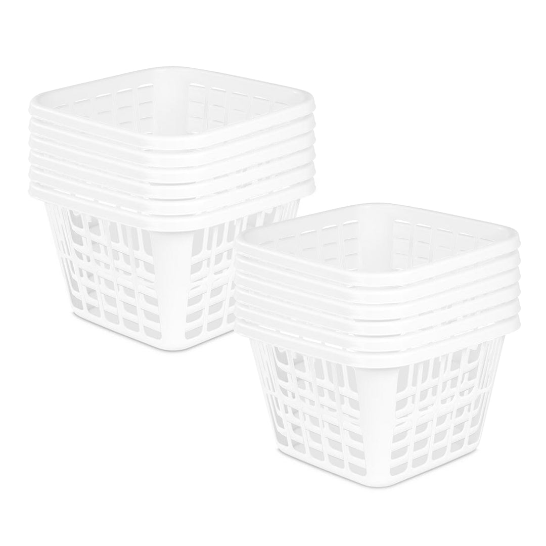 Sterilite Square Laundry Basket 1.25 Bushel Plastic Hamper with Handles, 12 Pack - VMInnovations