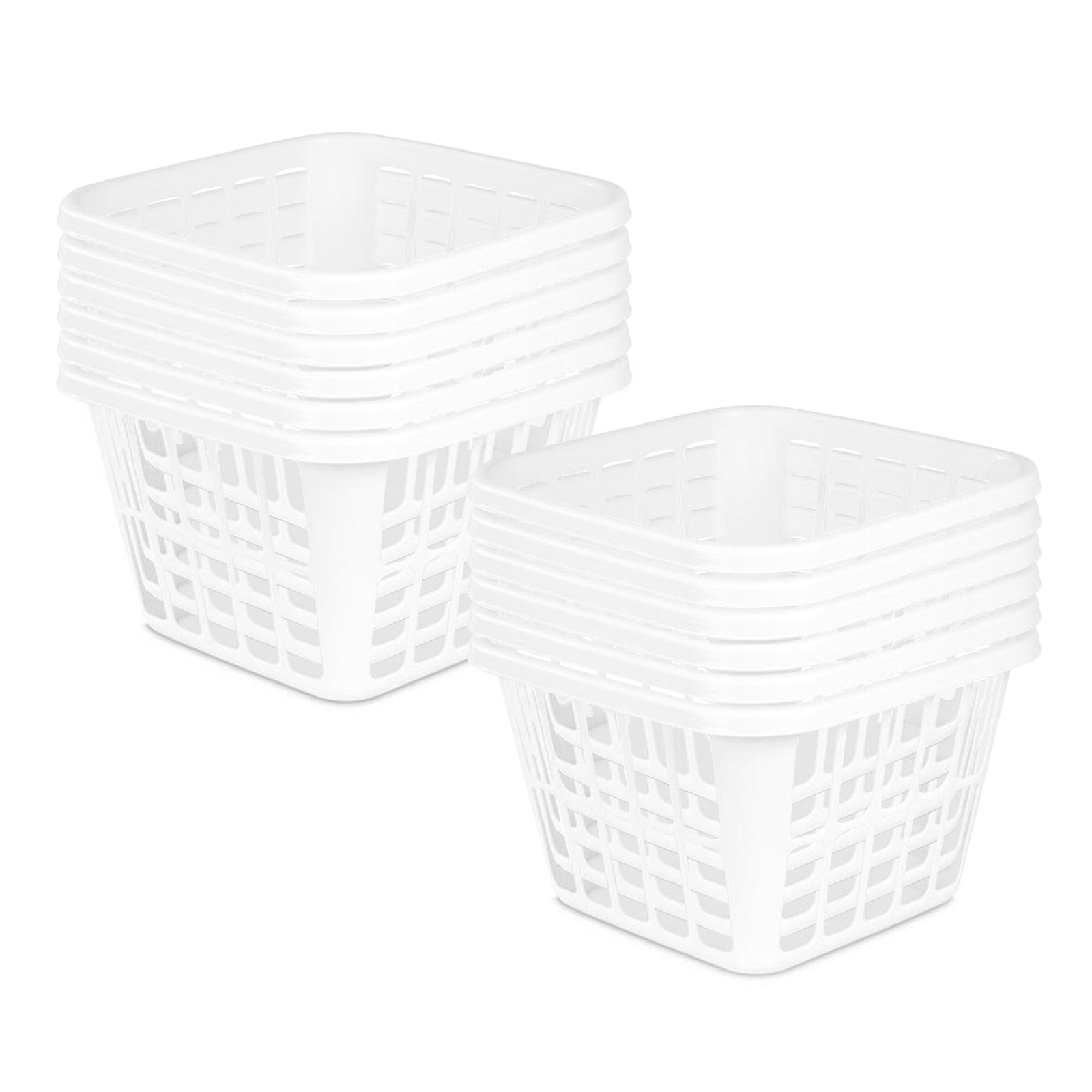 Sterilite Square Laundry Basket 1.25 Bushel Plastic Hamper with Handles, 12 Pack - VMInnovations