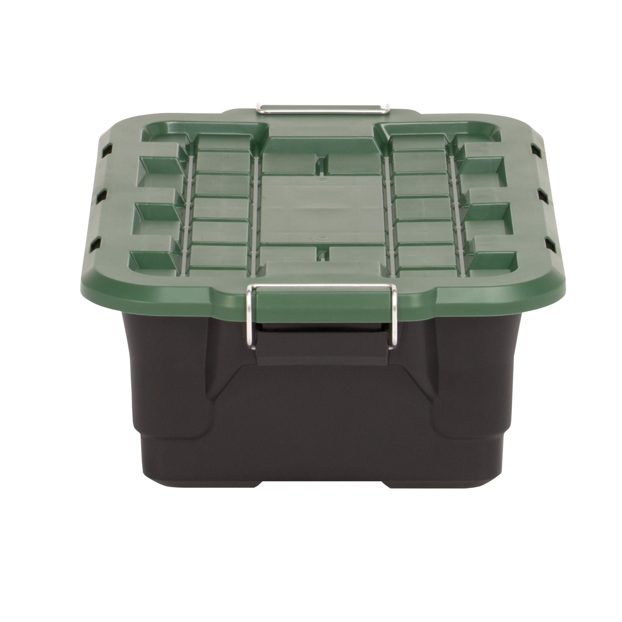 Homz 2 Pack 10-Gallon Plastic Stackable Home Storage Bins with Lids, Black/Green