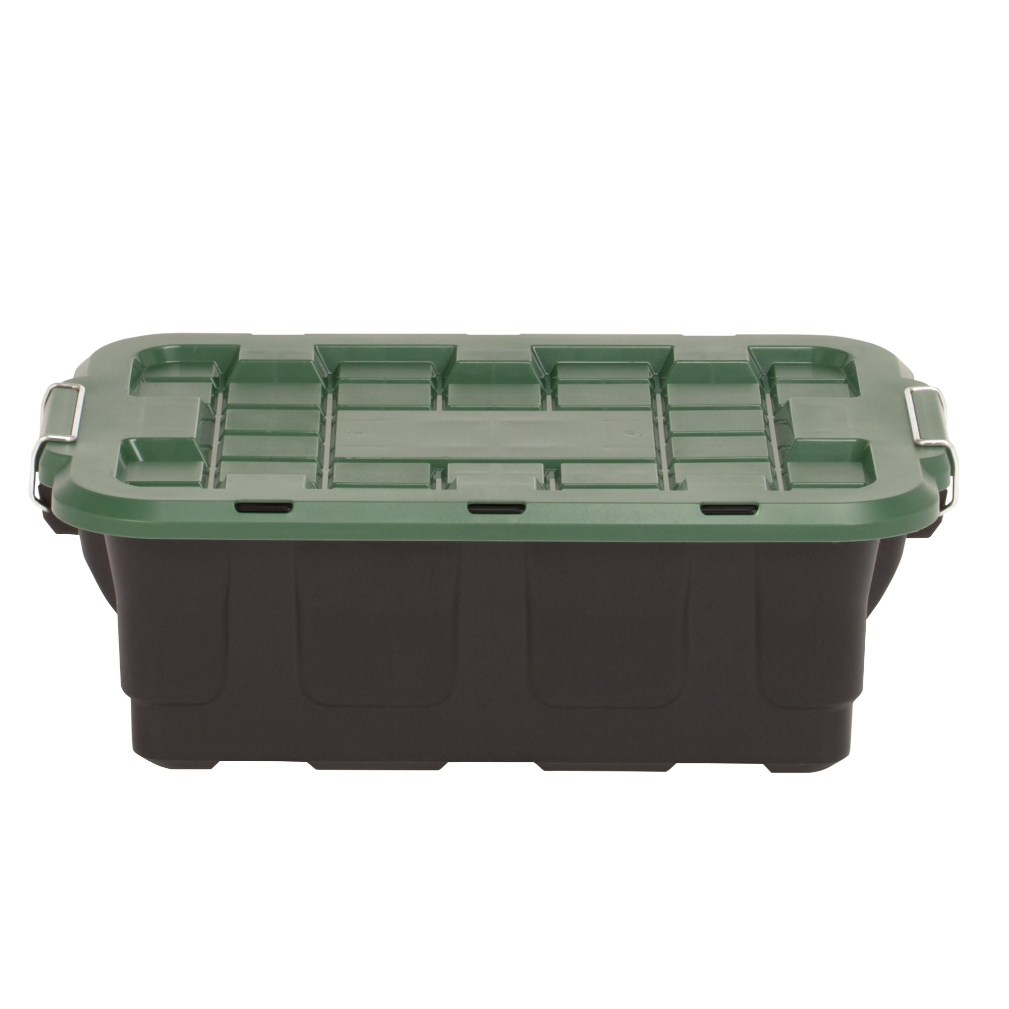 Homz 2 Pack 10-Gallon Plastic Stackable Home Storage Bins with Lids, Black/Green
