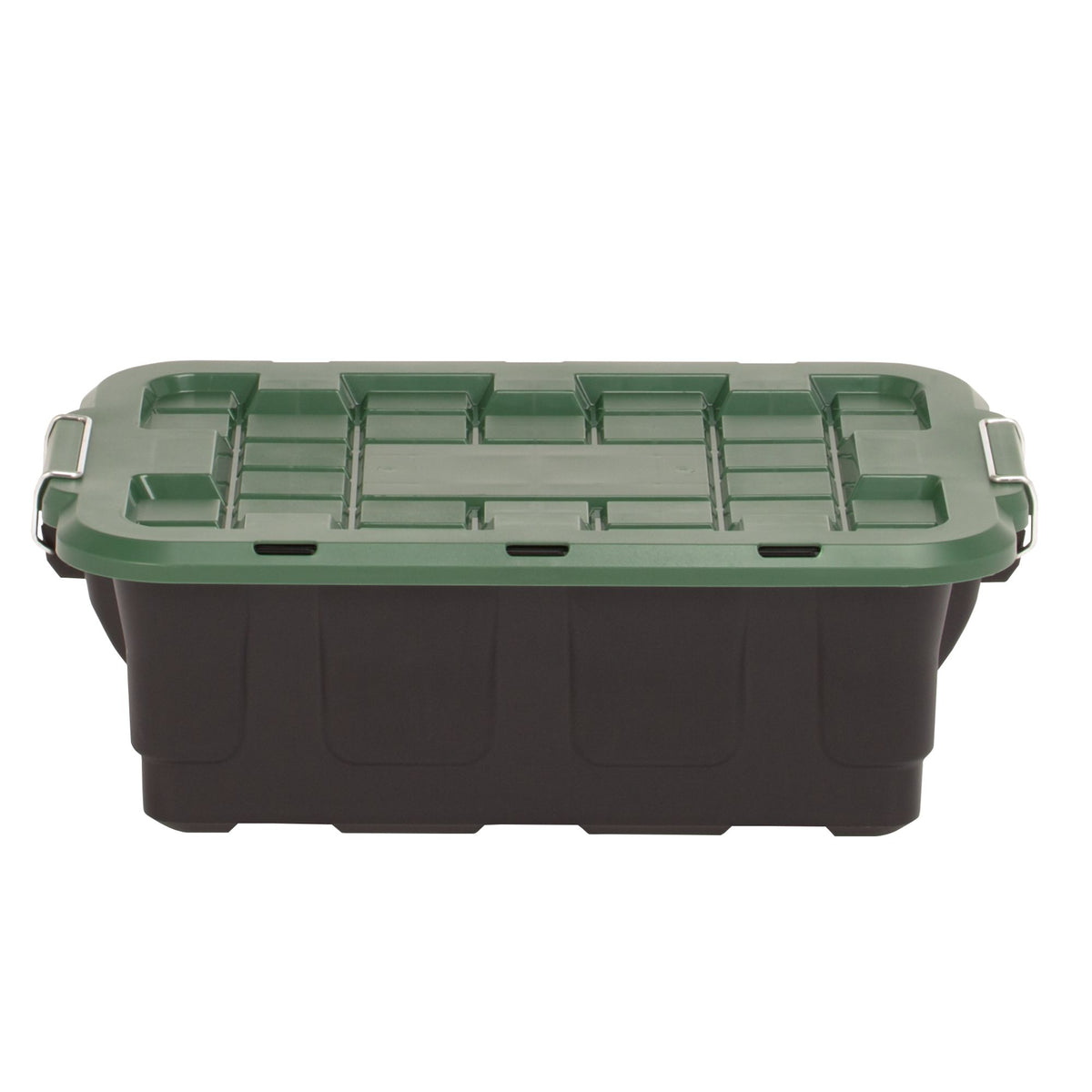 Homz 2 Pack 10-Gallon Plastic Stackable Home Storage Bins with Lids, Black/Green