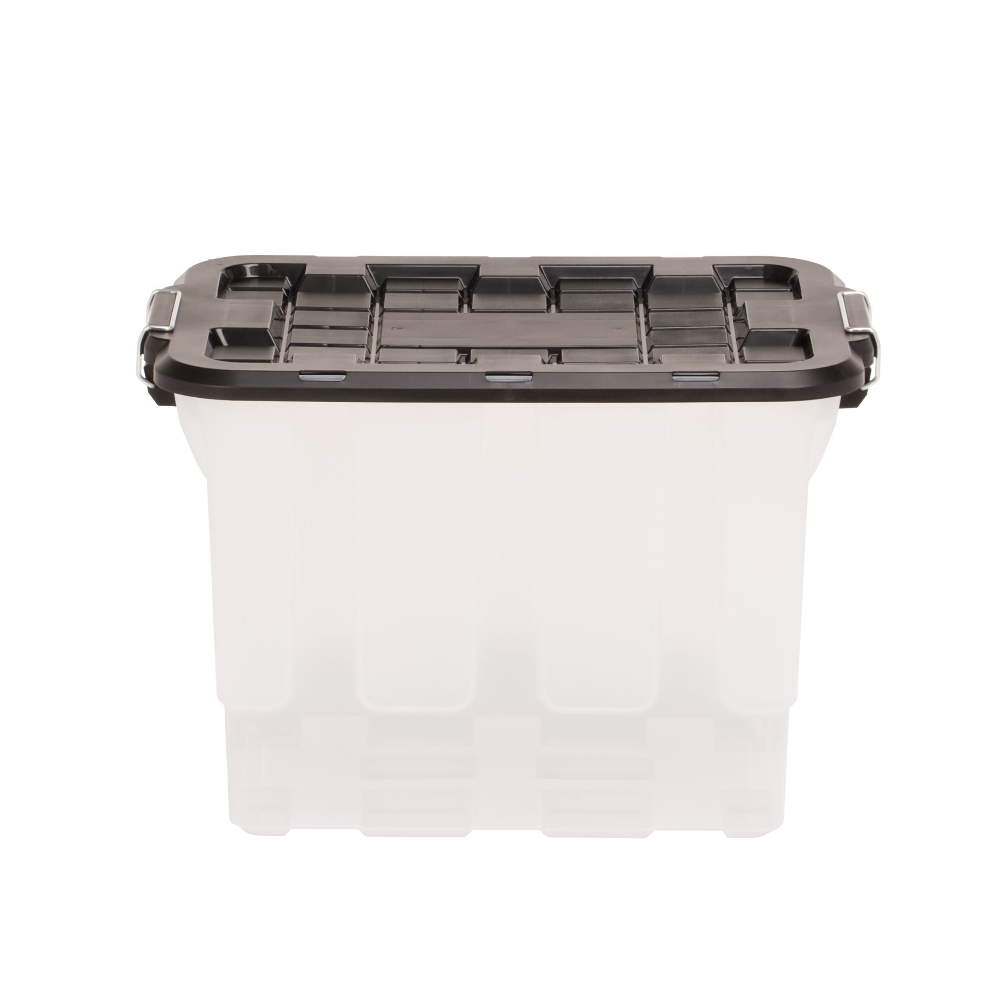 Homz 2 Pack 20-Gallon Clear Plastic Stackable Home Storage Bin with Lid, Black