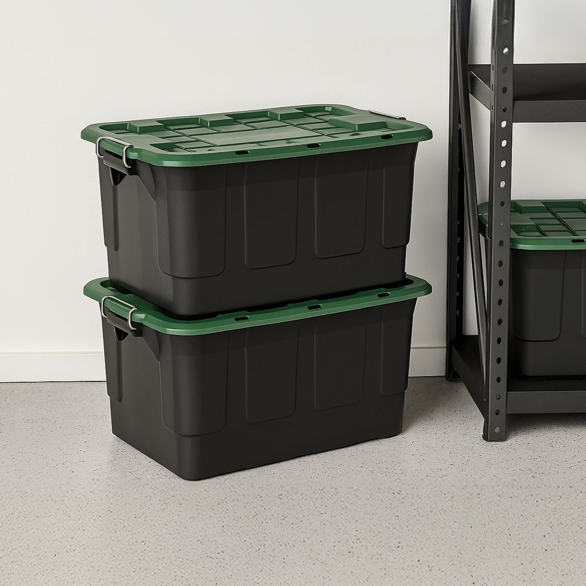 Homz 2 Pack 30-Gallon Plastic Stackable Home Storage Bins with Lids, (Open Box) - VMInnovations