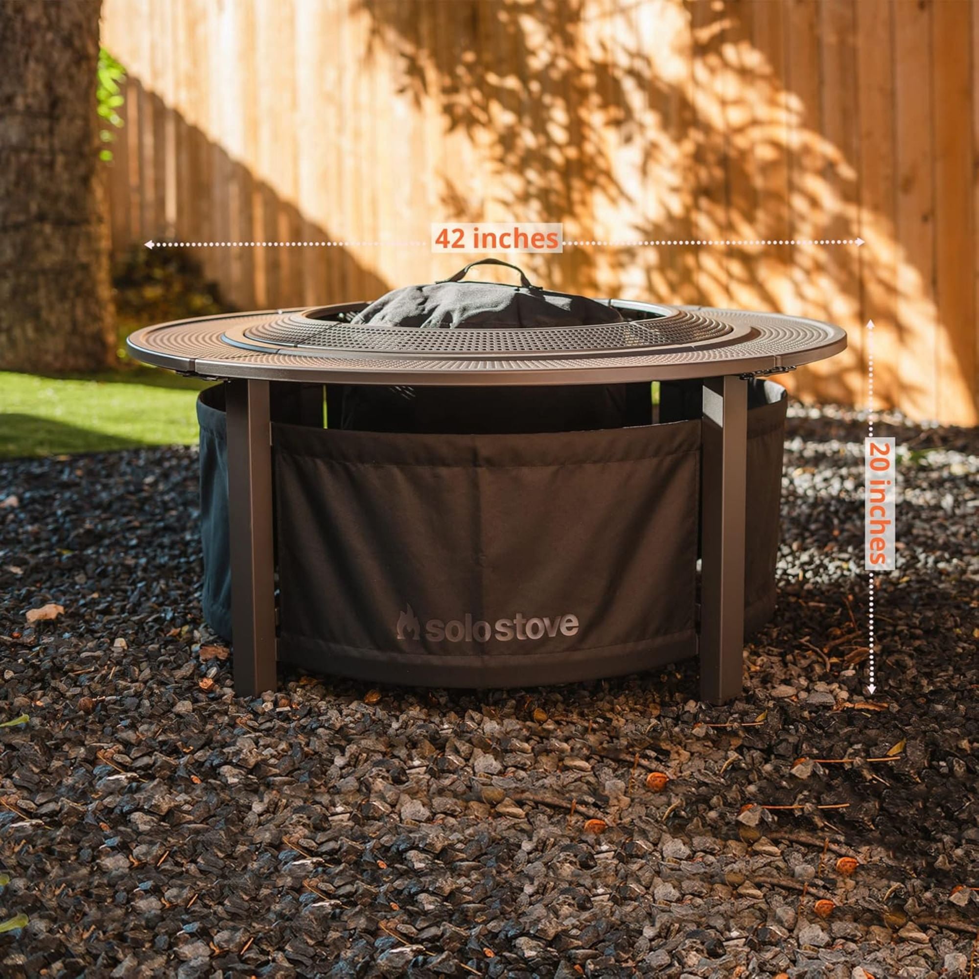 Solo Stove 42" Fire Pit Surround Tabletop, Steel Barrier w/Outdoor Fabric, Black