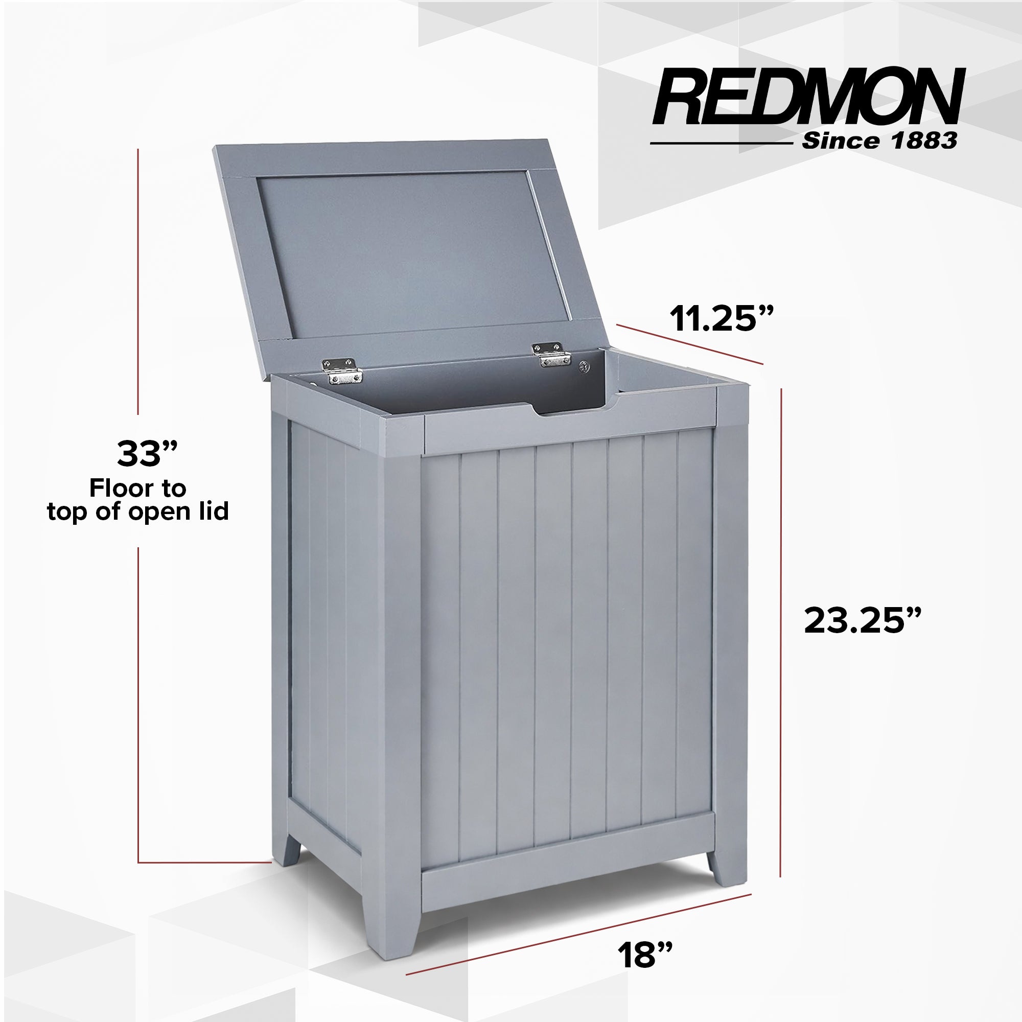 Redmon Contemporary Wooden Clothes Hamper for Bedroom and Laundry Room(Open Box)