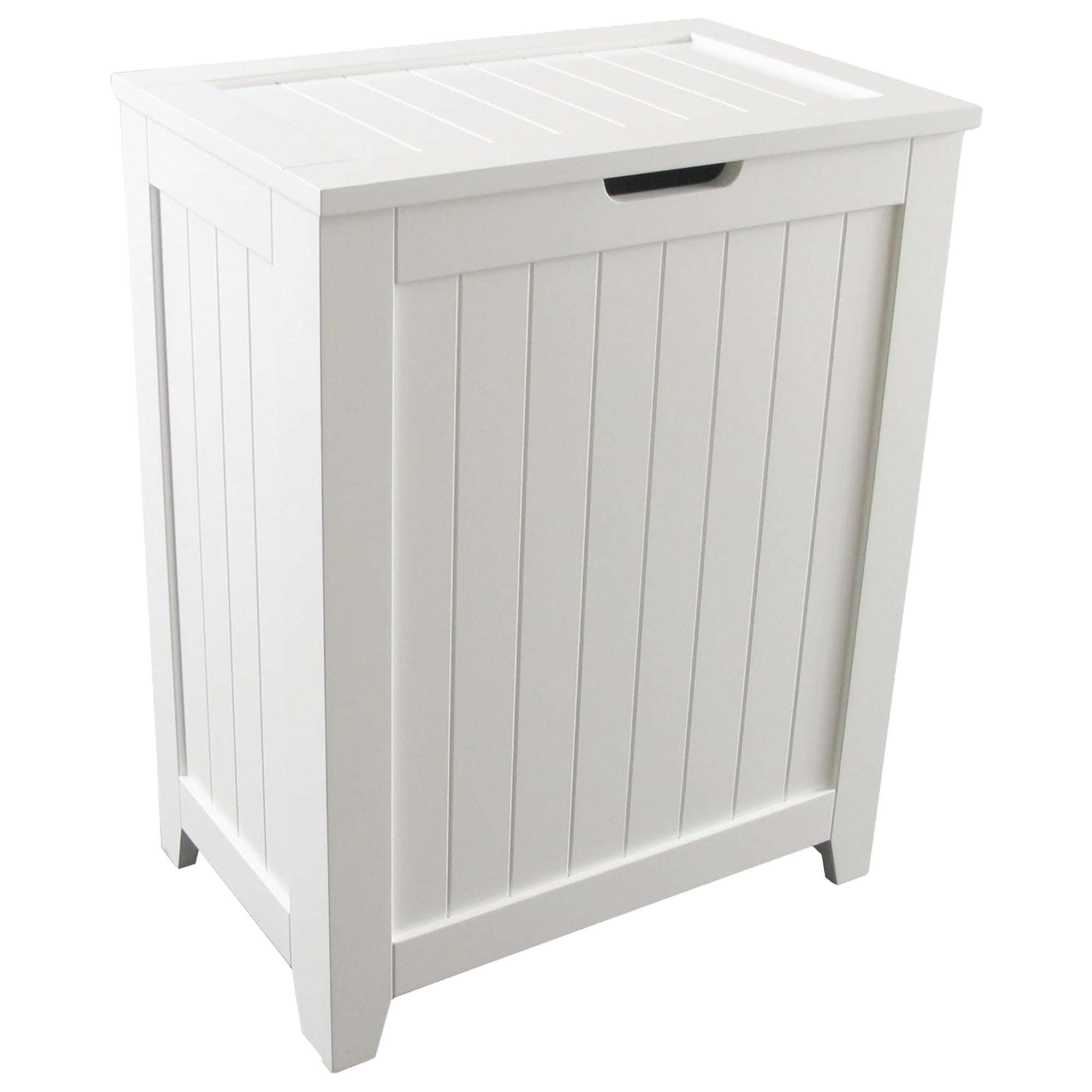 Redmon Contemporary Wooden Clothes Hamper for Bedroom and Laundry Room, White - VMInnovations