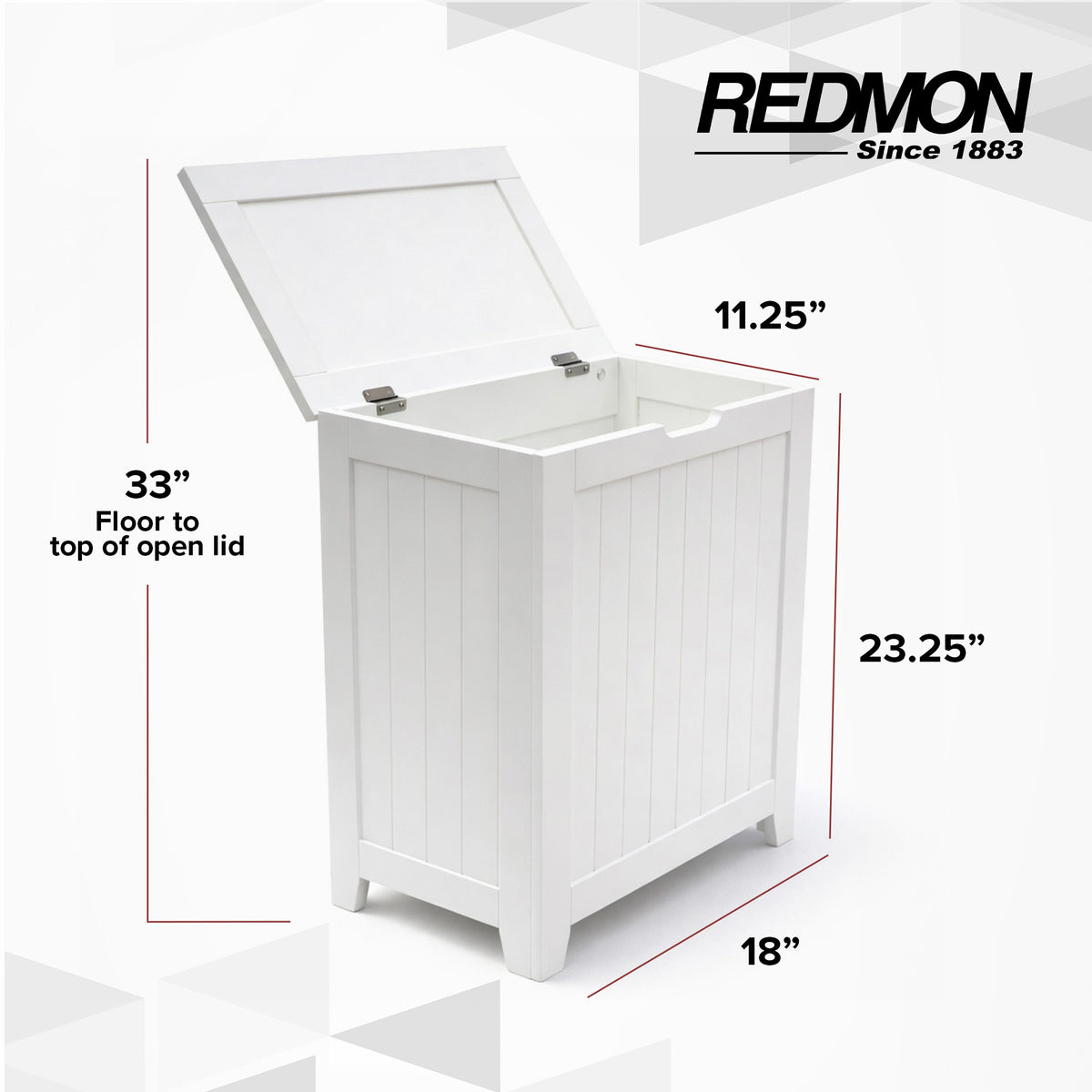 Redmon Contemporary Wooden Clothes Hamper for Bedroom & Laundry Room (Open Box)