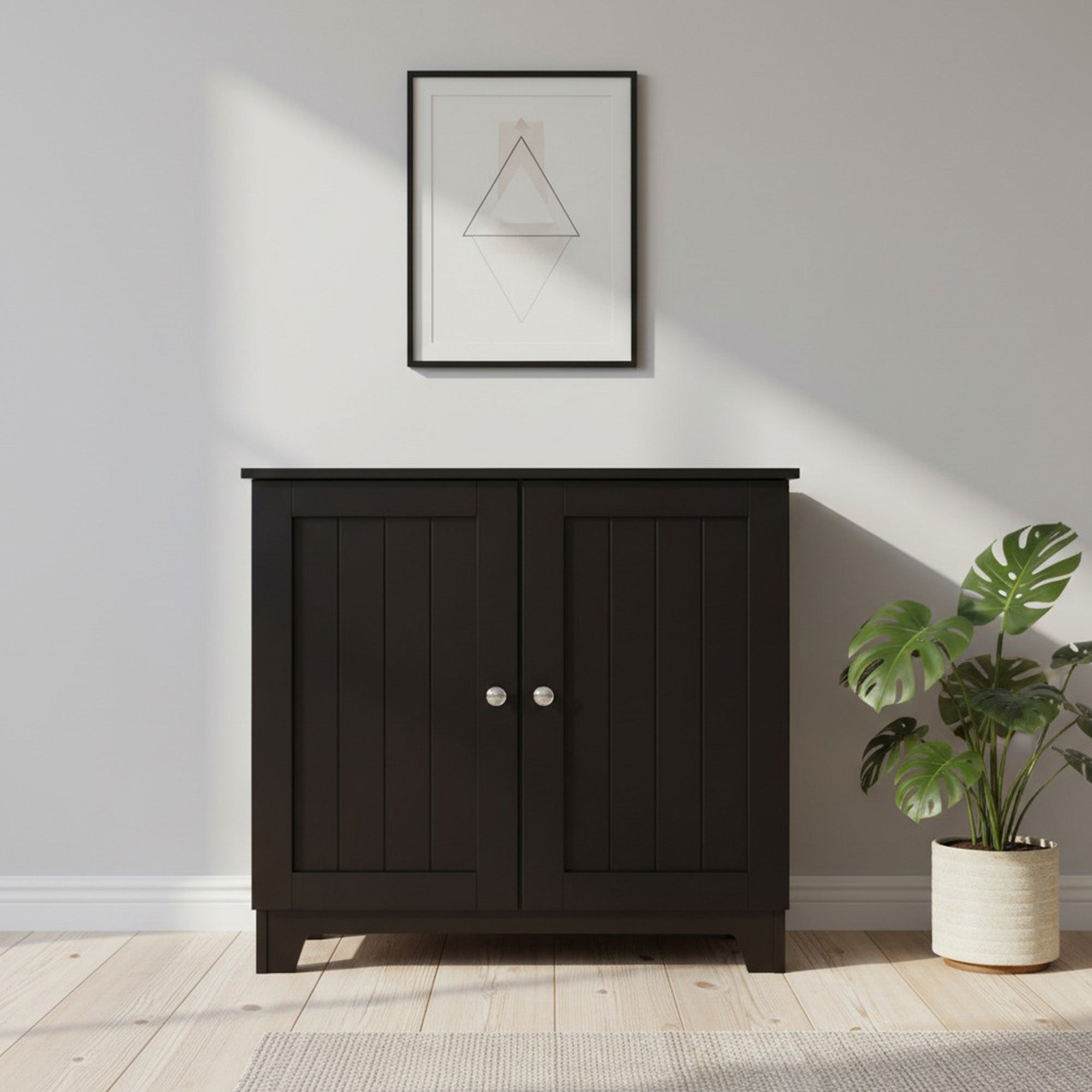 Redmon Contemporary Double Door Cabinet, Modern Wooden Furniture, (Open Box)