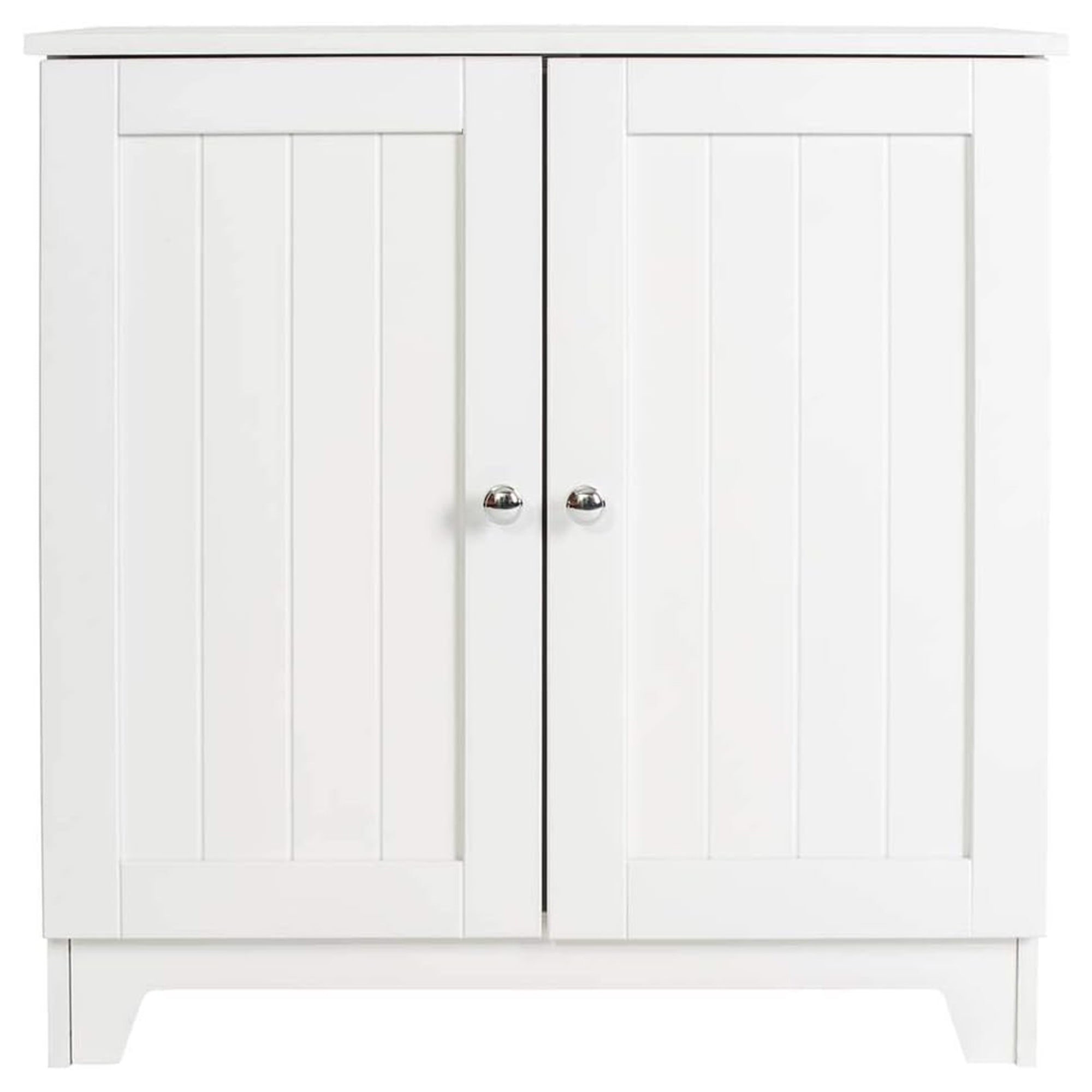 Redmon Double Door Freestanding Floor Cabinet, Modern Wooden Furniture, White