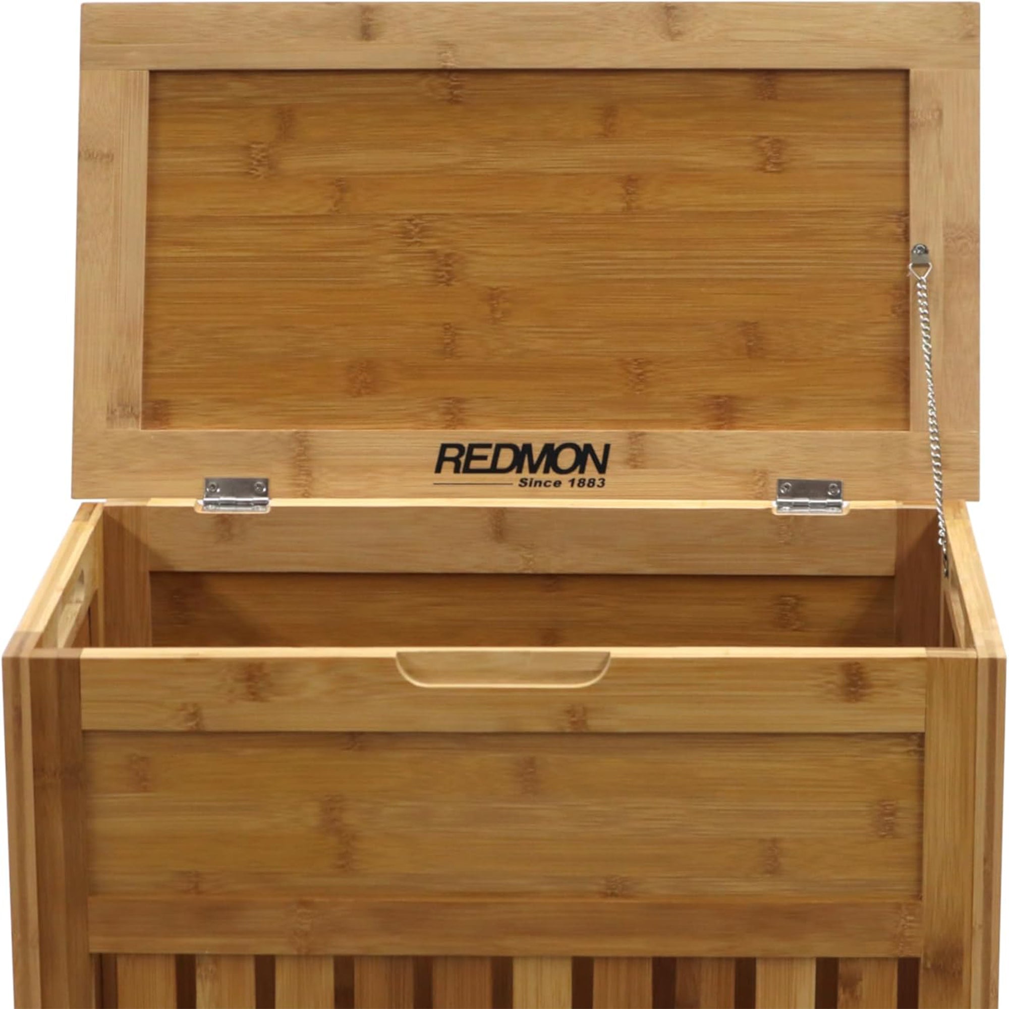 Redmon Bamboo Top Load Clothes Hamper, Full Size with Hinged Lid &Handles (Used)
