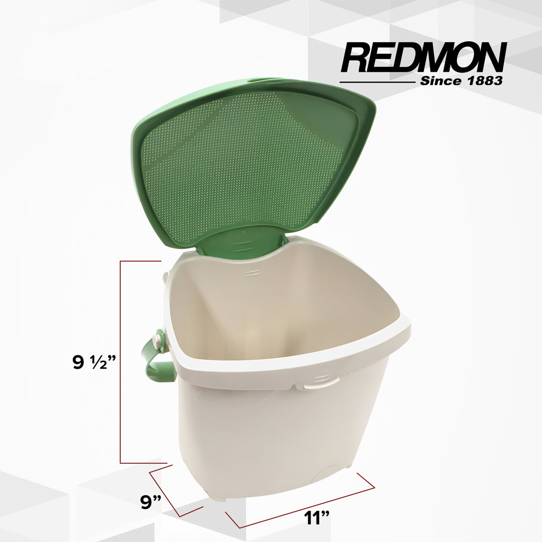 Redmon 1.9 Gal Kitchen Compost Bin for Food Scraps Odor Control Lid, Beige/Green