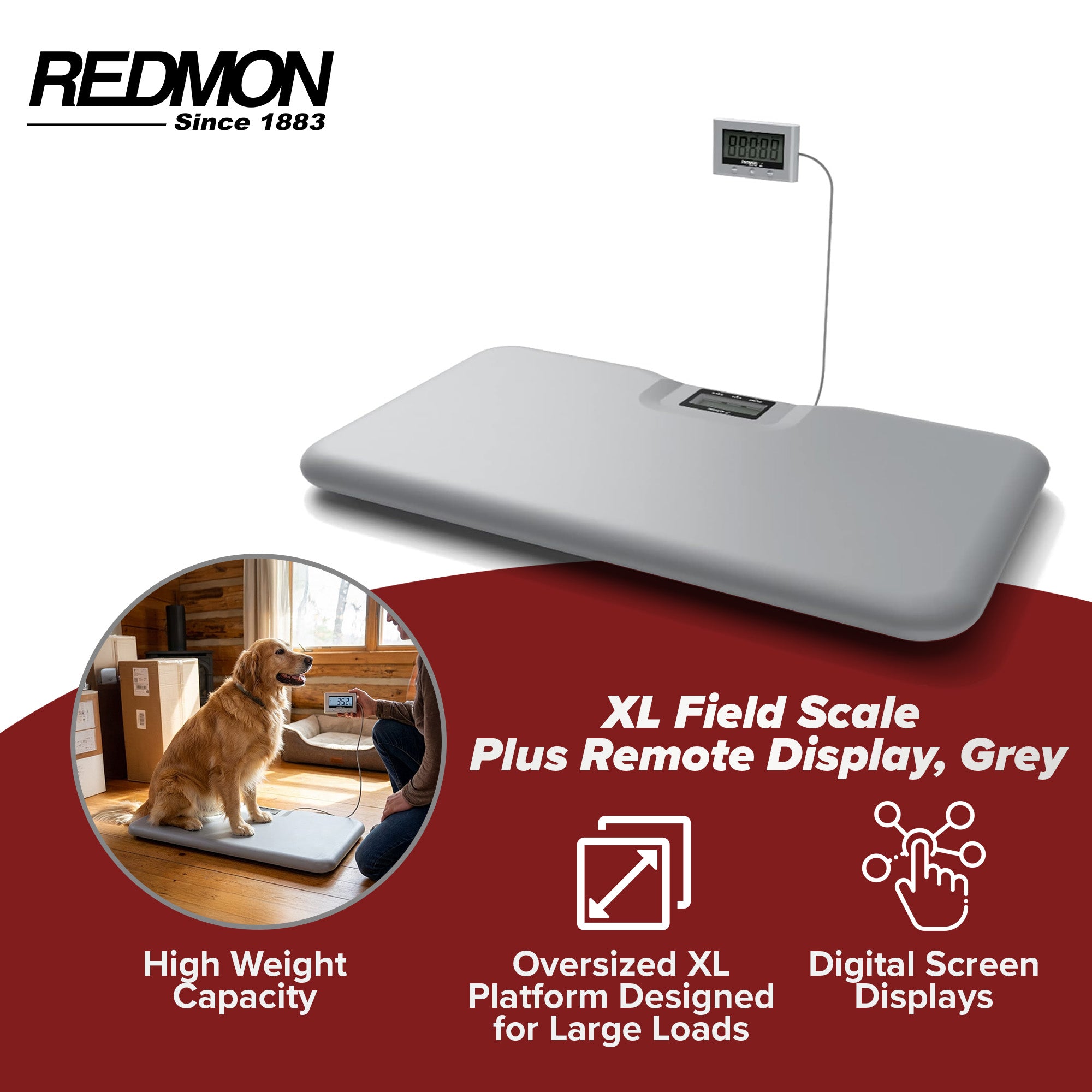 Redmon XL Field Digital Pet & Package Scale w/ Remote Display, Grey (Open Box) - VMInnovations