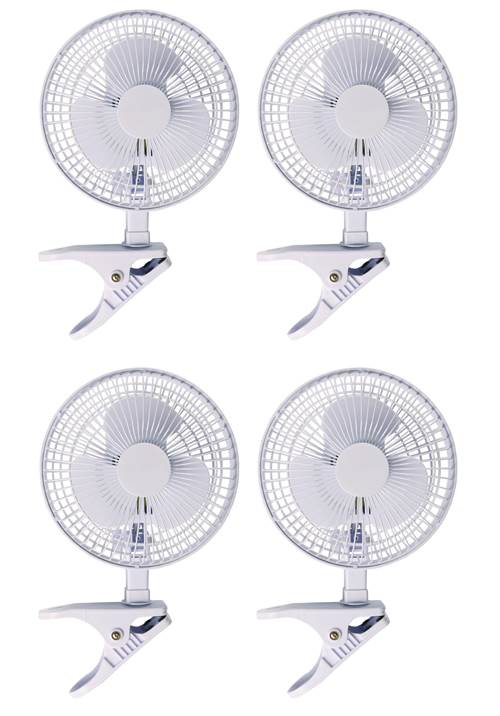 Active Air ACFC6 6" 2-Speed Clip-On Desk Kitchen Hydroponics Grow Fan (4 Pack)