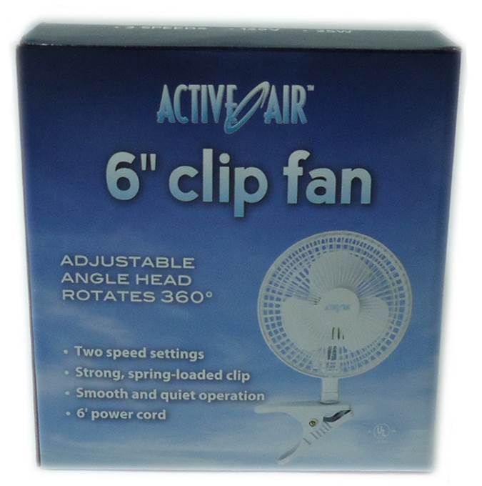 Active Air ACFC6 6" 2-Speed Clip-On Desk Kitchen Hydroponics Grow Fan (4 Pack)