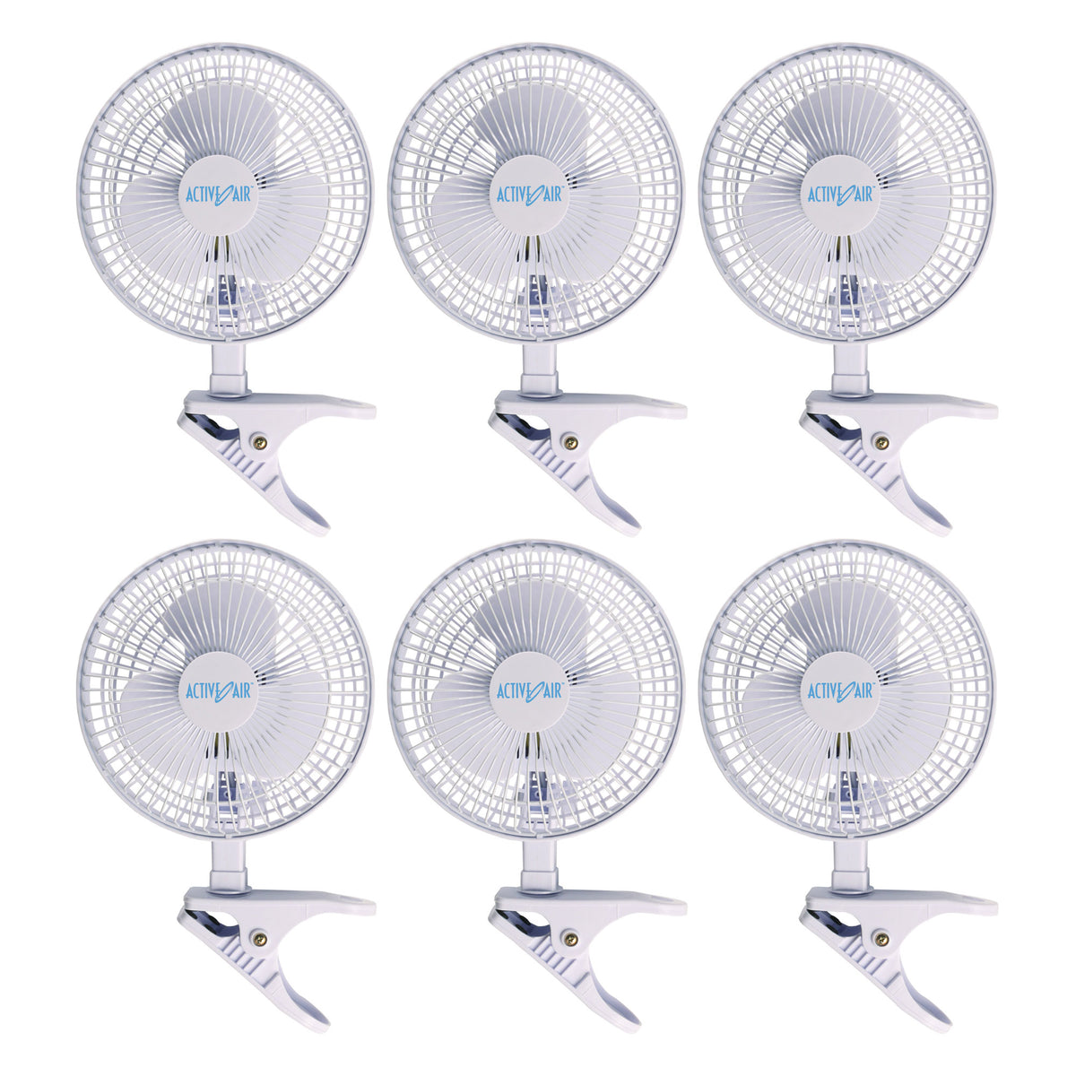 Active Air ACFC6 Portable 6 Inch 2 Speed Clip On Hydroponics Grow Fan (6 Pack)