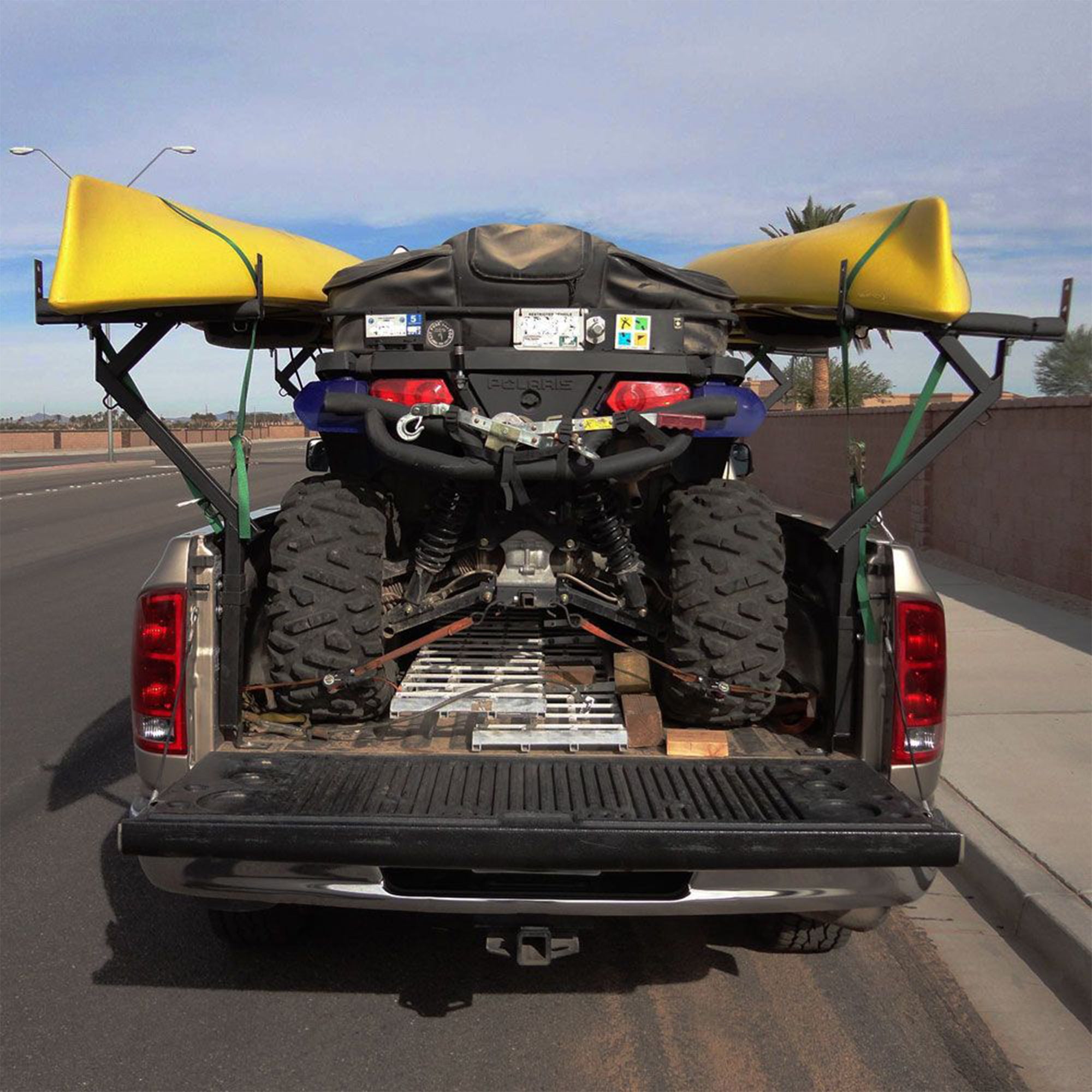 Elevate Outdoor Truck 3 Ladder Rack Steel Pickup Bed Cargo Carrier System, Black - VMInnovations