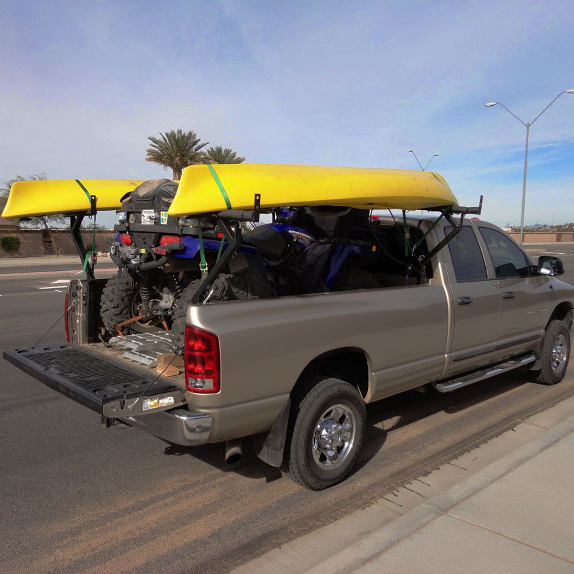Elevate Outdoor Truck 3 Ladder Rack Steel Pickup Bed Cargo Carrier System, Black - VMInnovations