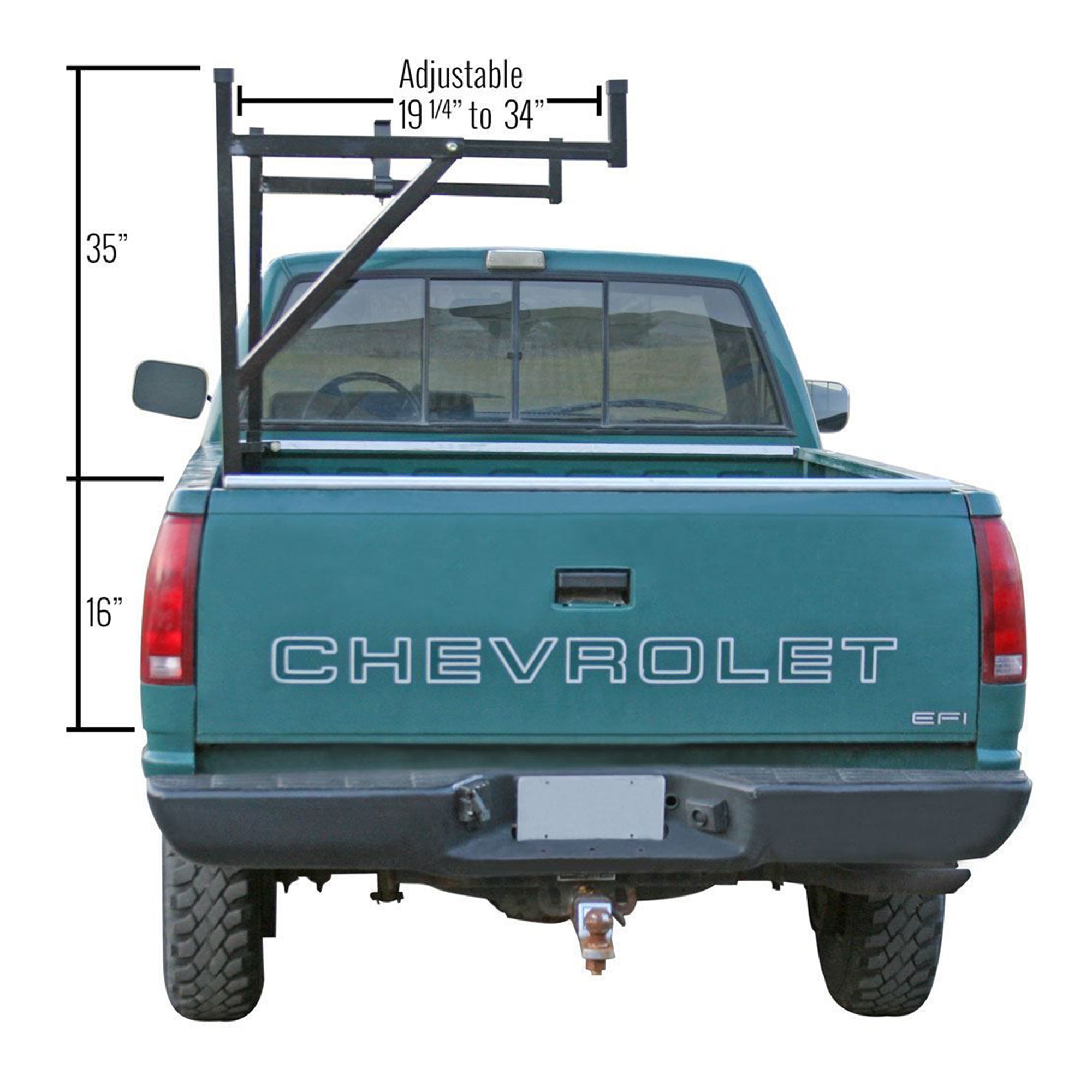 Elevate Outdoor Truck Ladder Rack Adjustable Steel Pickup Cargo Carrier, Black - VMInnovations