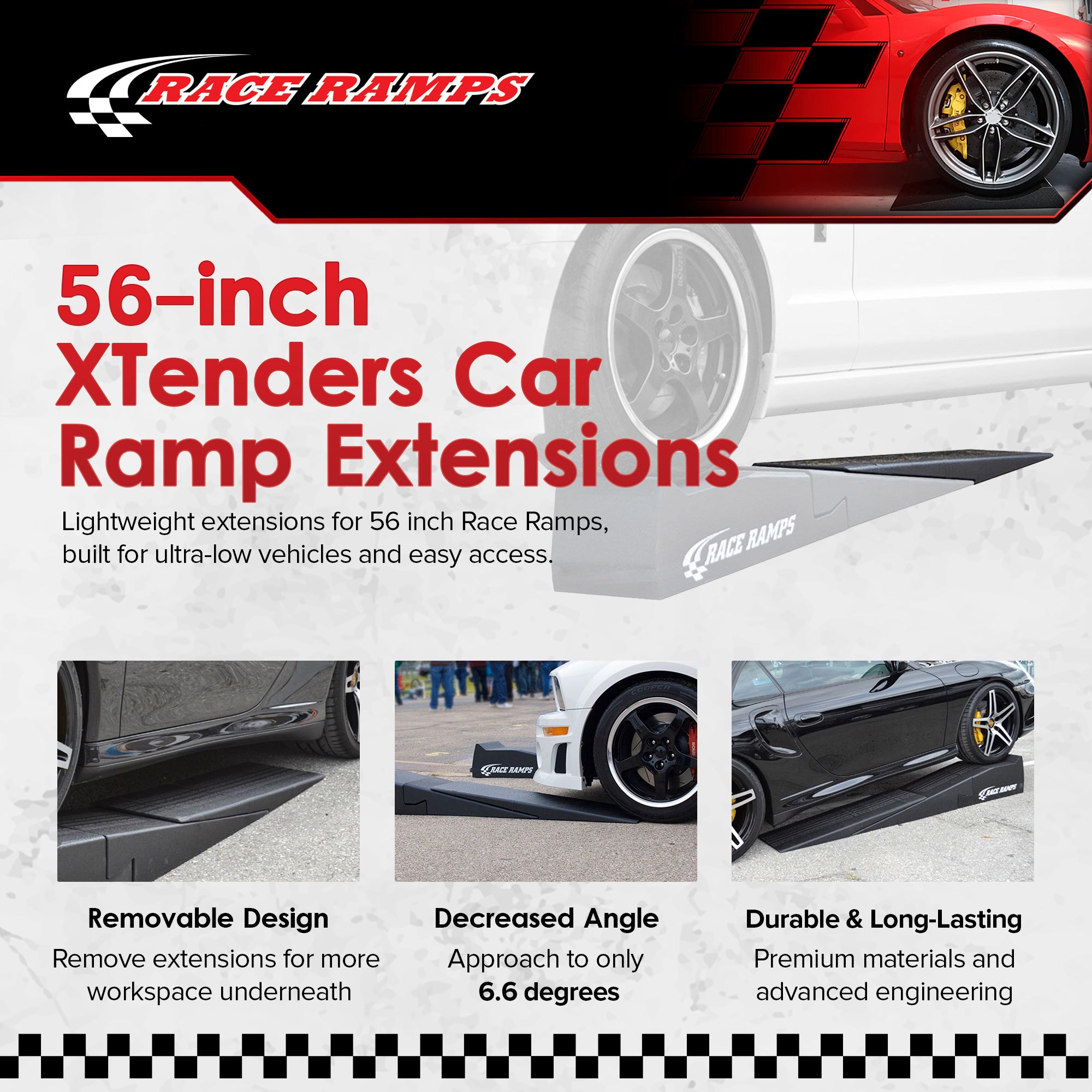 Race Ramps 56" XTenders Car Ramp Extensions for Low Profile Vehicles (Open Box) - VMInnovations