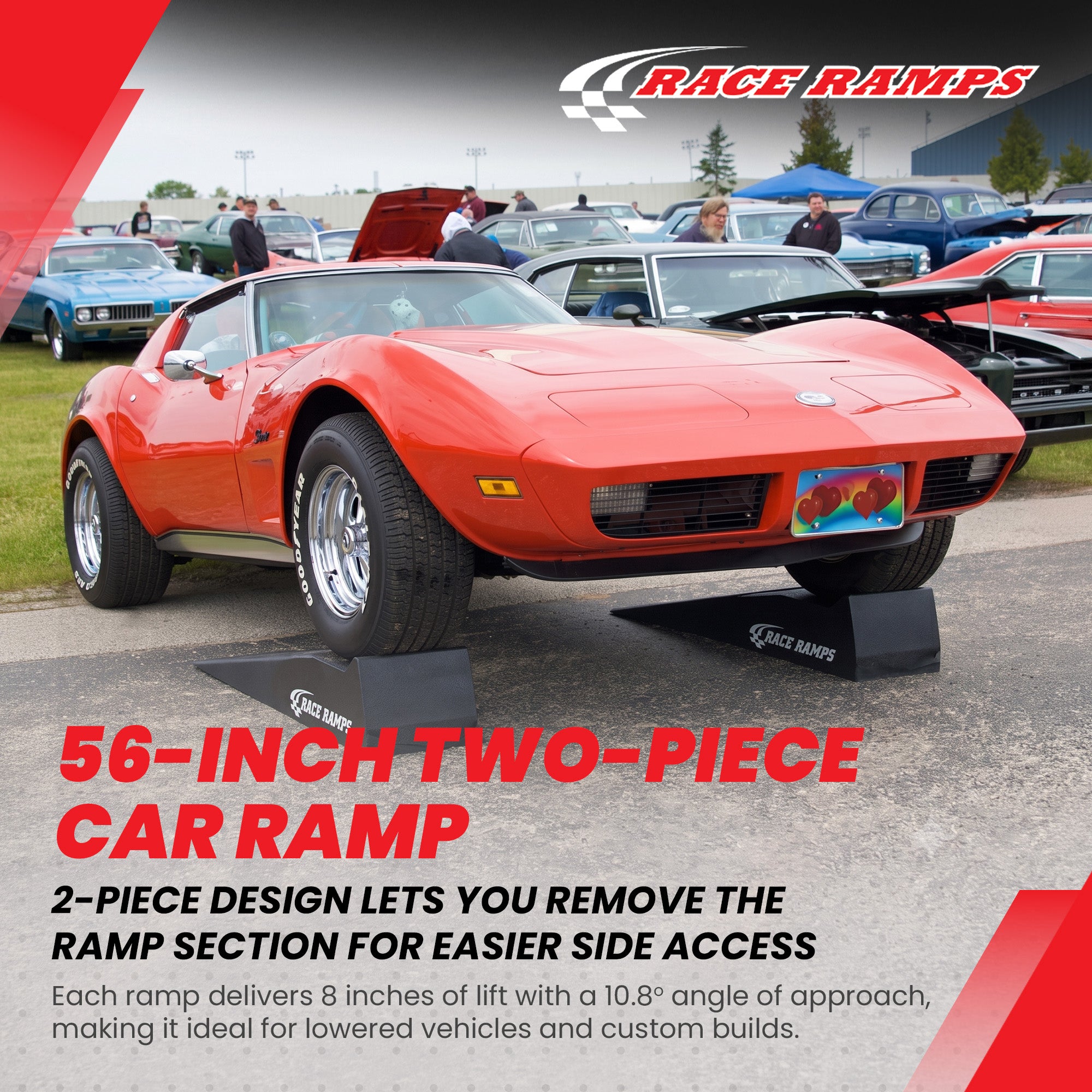Race Ramps 2-Piece 56" Car Ramp, Tire Lift for Low Profile Vehicles, Set of 2