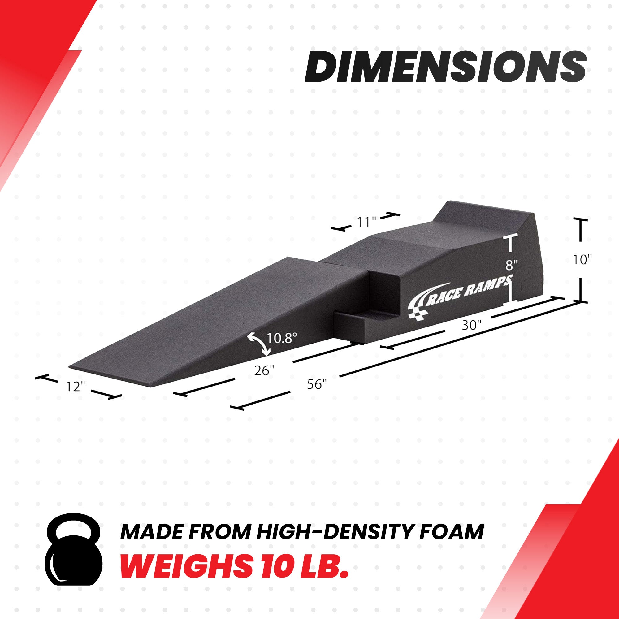 Race Ramps 2-Piece 56" Car Ramp, Tire Lift for Low Profile Vehicles, Set of 2