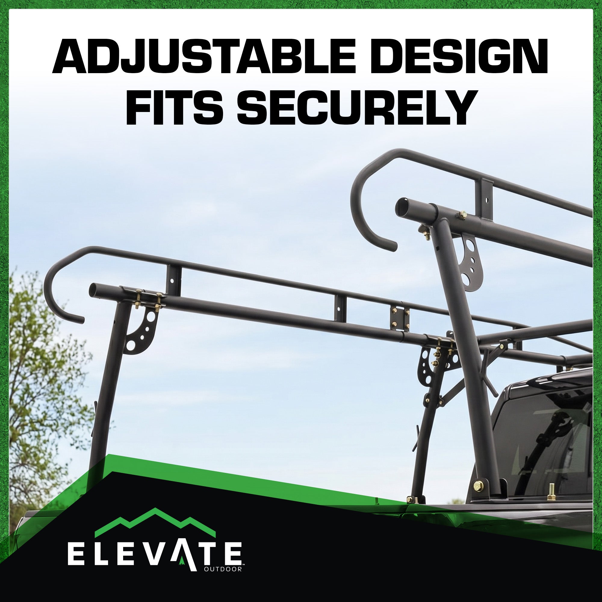 Elevate Outdoor Powder Coated Steel Over Cap Truck Rack, Adjustable to 75" Wide - VMInnovations