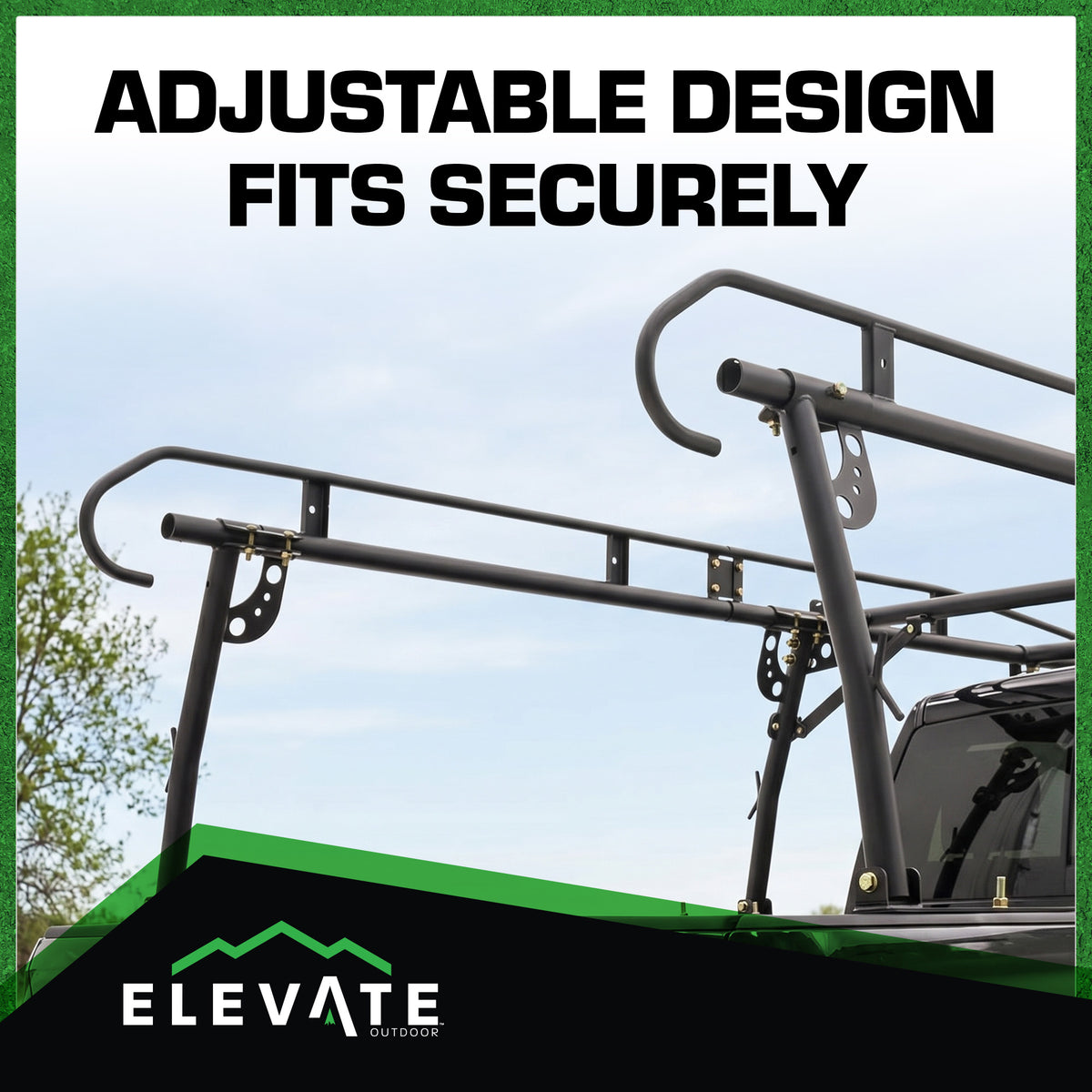 Elevate Outdoor Powder Coated Steel Over Cap Truck Rack, Adjustable to 75" Wide - VMInnovations