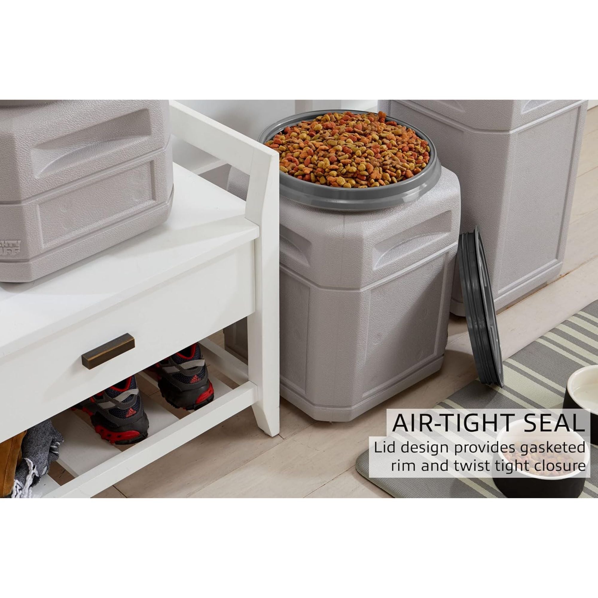 Mighty Tuff Pet Food Storage Container with Airtight Lid and Handles, 10 Gal - VMInnovations