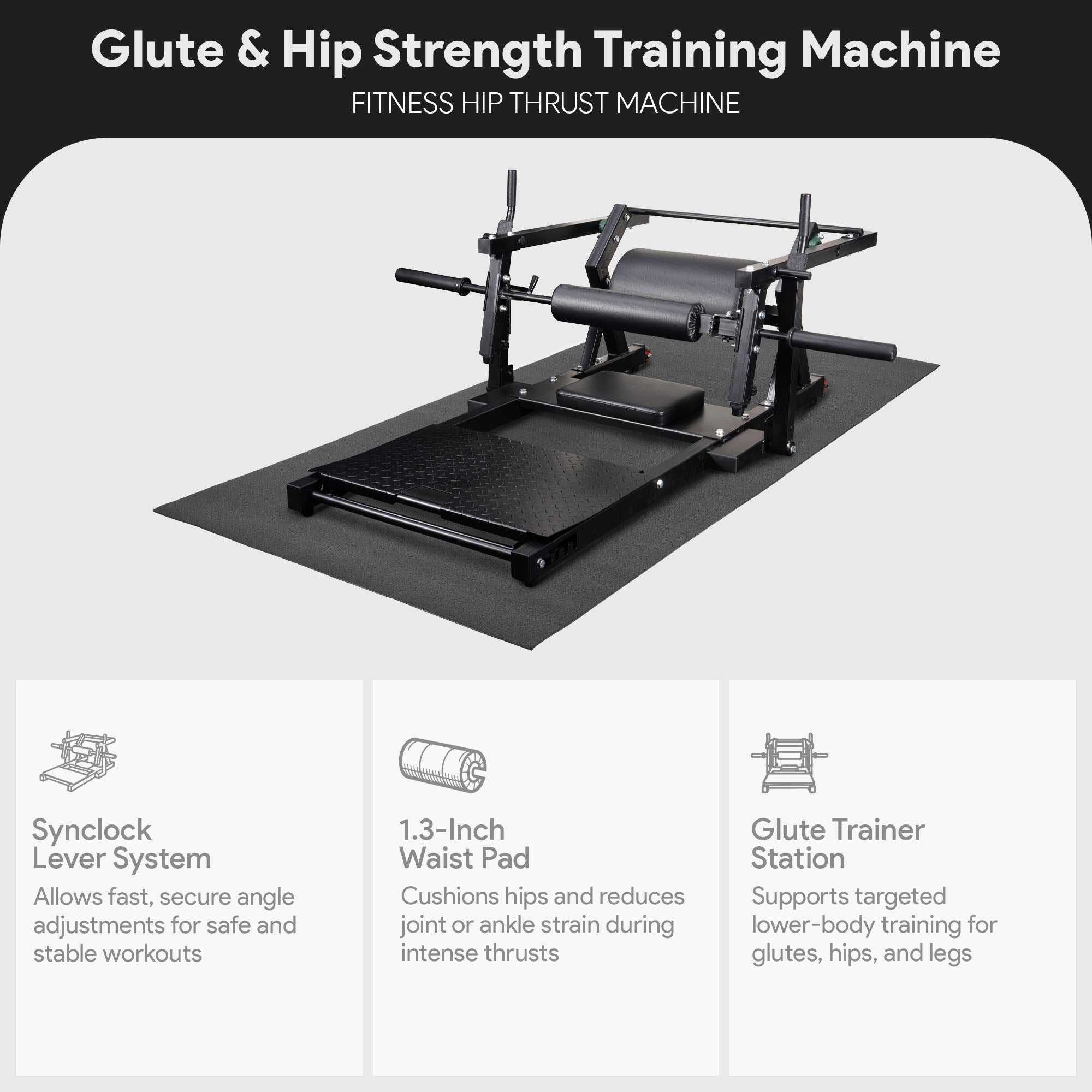 BalanceFrom Fitness Hip Thrust Machine, Adjustable Synclock Lever for Home Gym - VMInnovations
