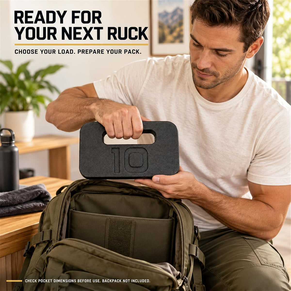 Fitvids 10 lb Ruck Weight Plate, Cast Iron Training Weight for Strength Training