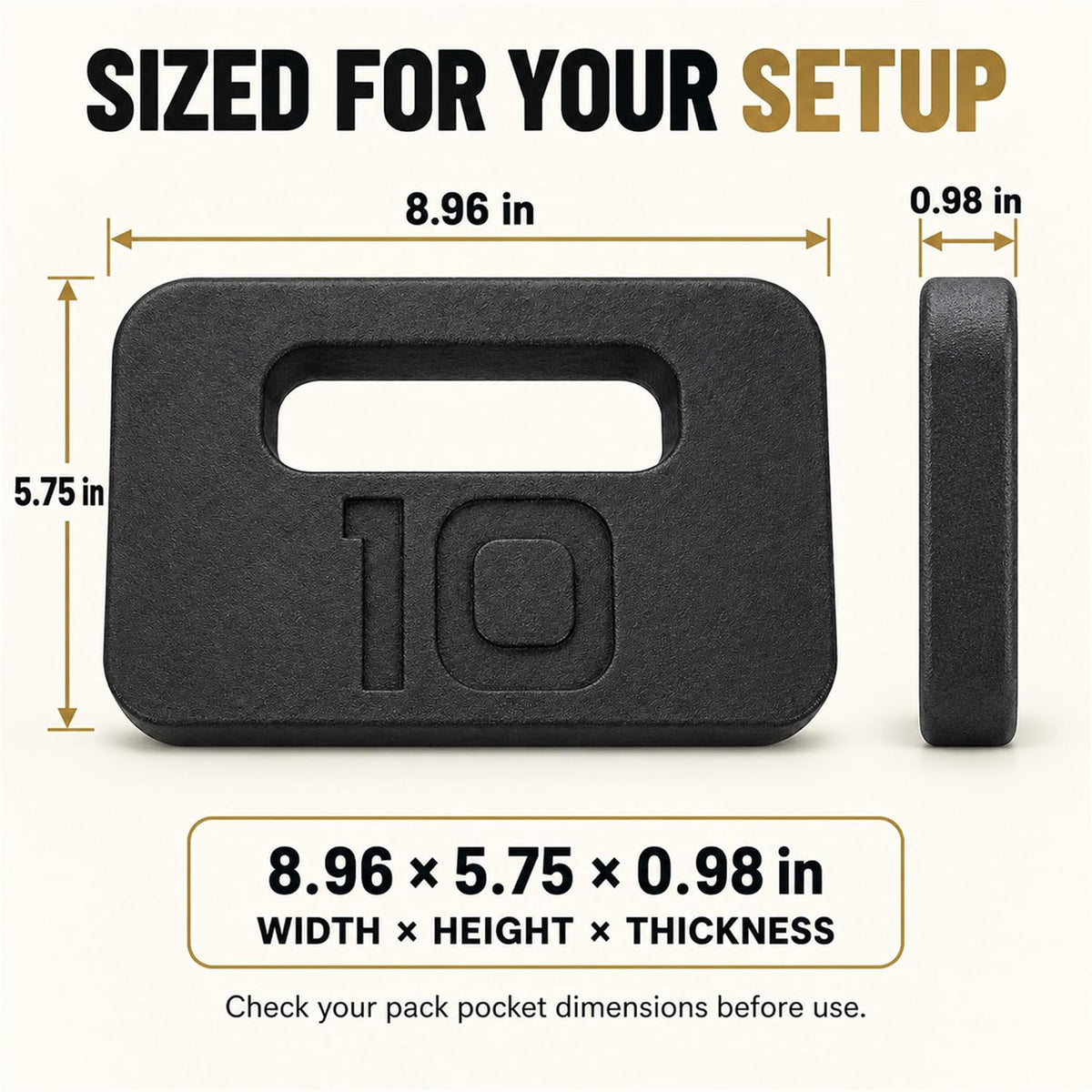 Fitvids 10 lb Ruck Weight Plate, Cast Iron Training Weight for Strength Training