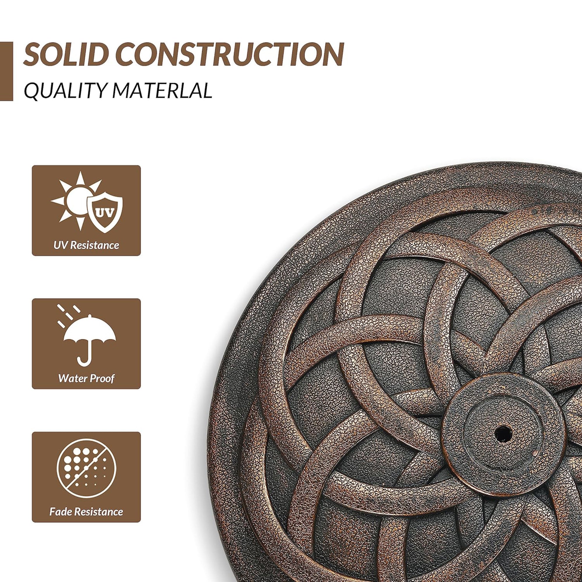 Elevon 35 Pound Round Outdoor Umbrella Base for Garden and Patio, Bronze (For Parts)