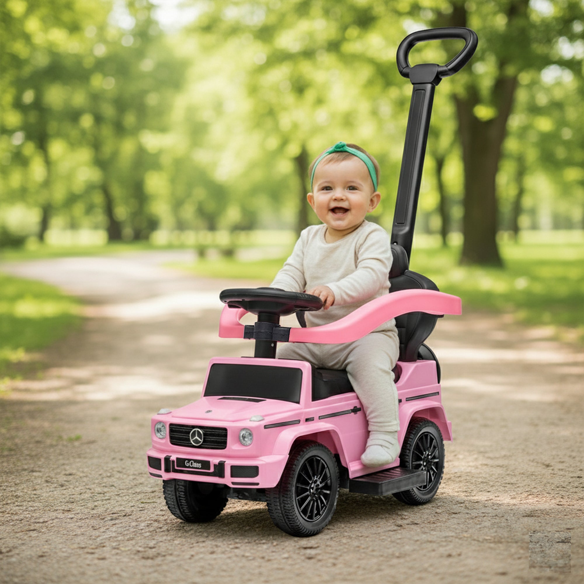 Best Ride On Cars Kids Outdoor Stroller Mercedes G-Wagon 3 in 1 Push Car, (Used)