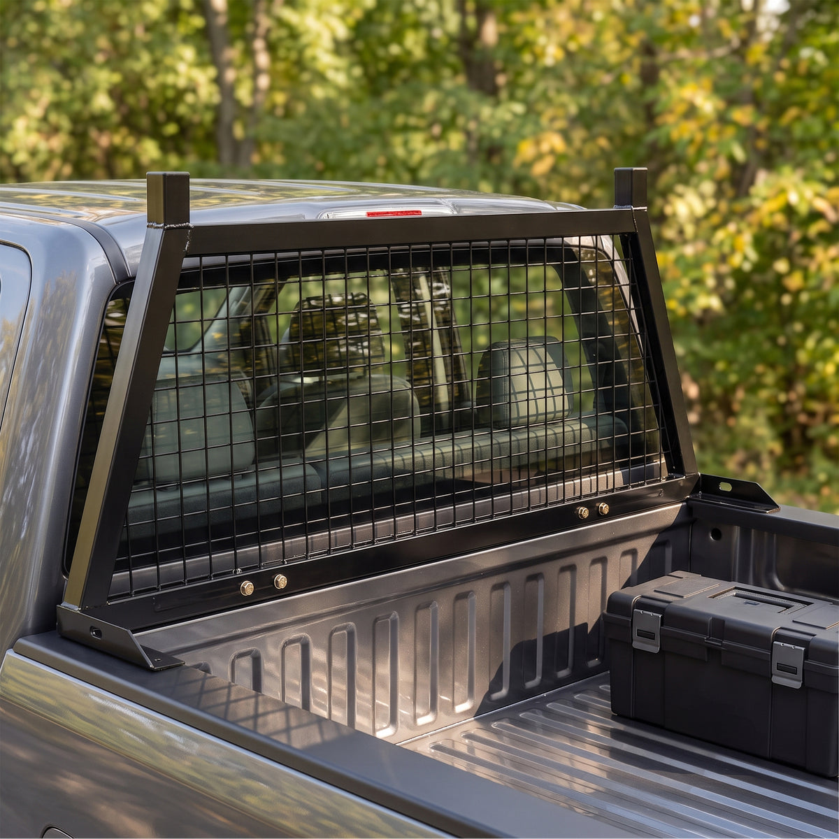 Elevate Outdoor Steel Mesh Adjustable Headache Rack with Wire Screen, Black