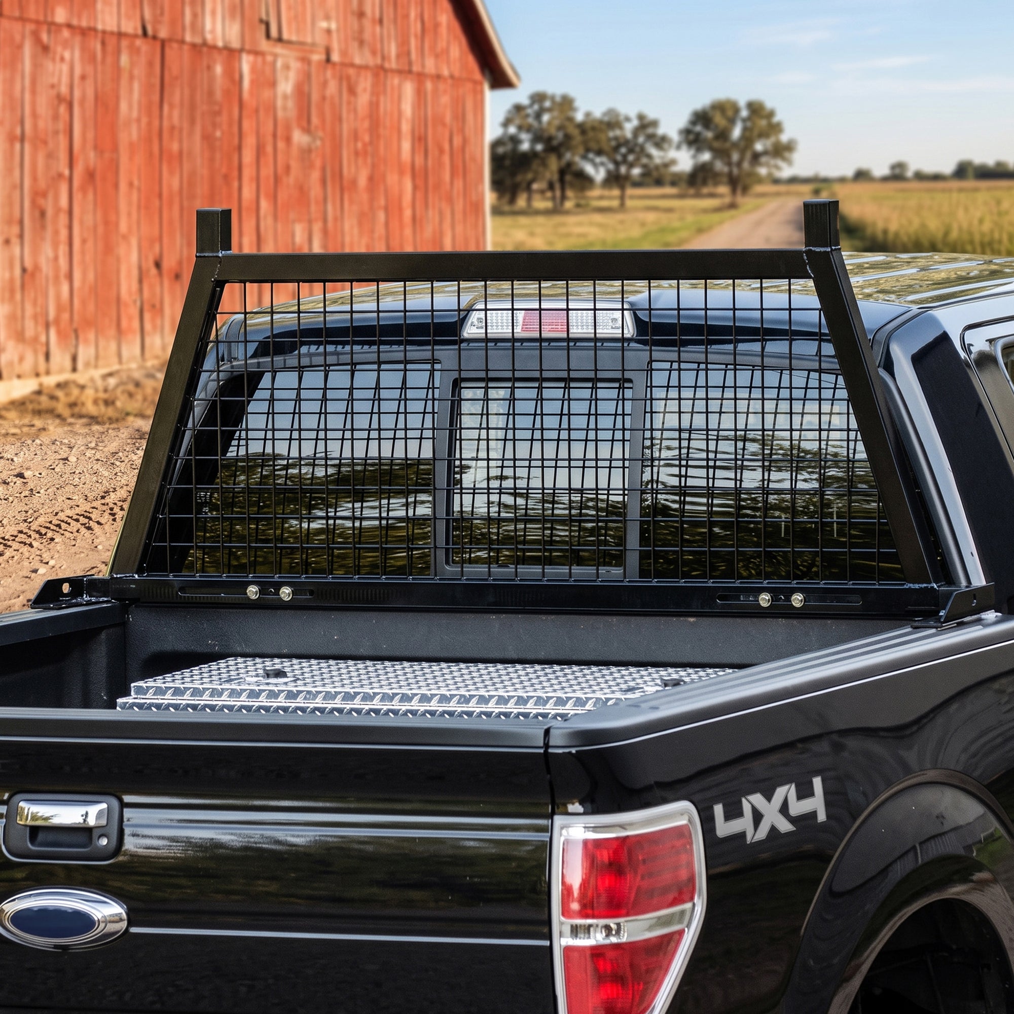 Elevate Outdoor Steel Mesh Adjustable Headache Rack with Wire Screen, Black