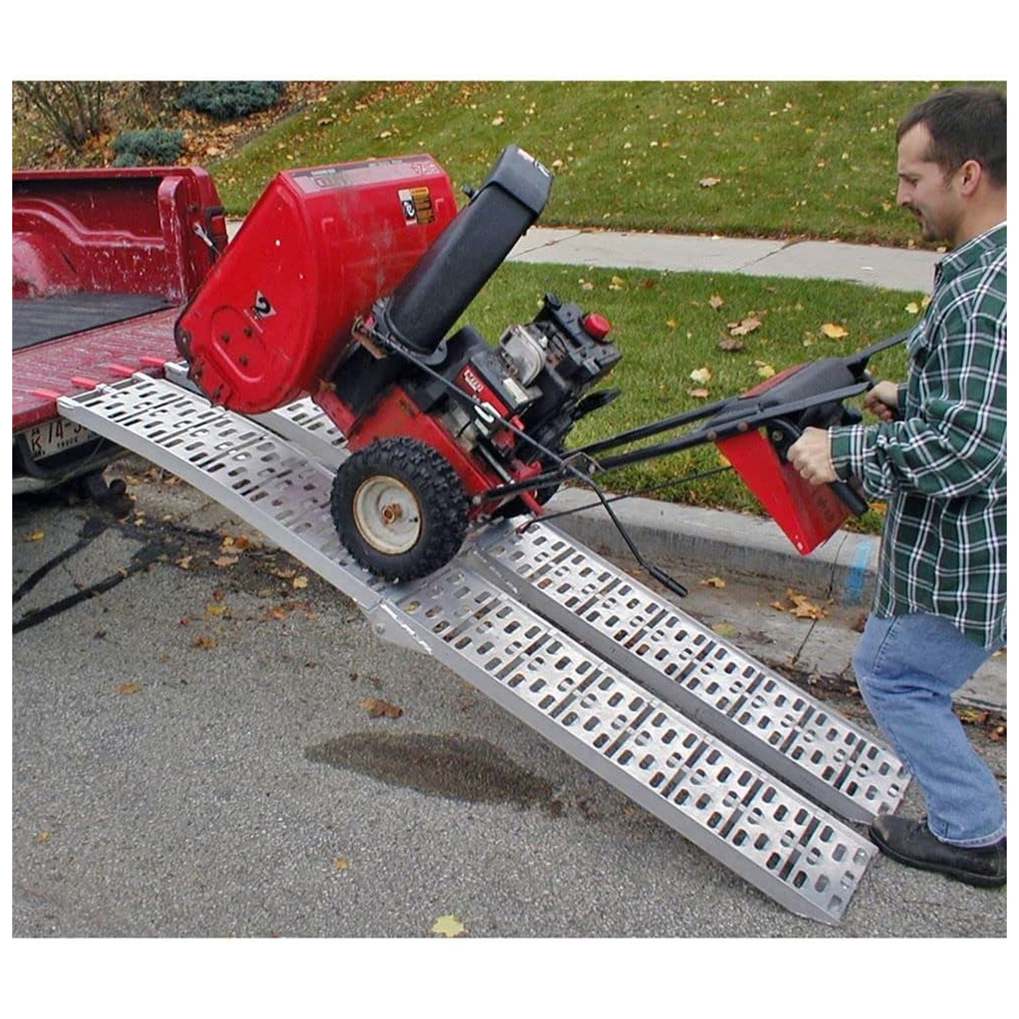 Black Widow Folding Motorcycle Ramp Arched Plate, Dual Runner, Silver (Open Box) - VMInnovations