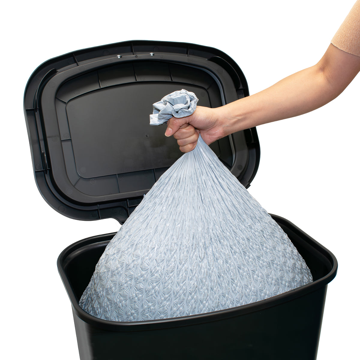 Glad Trash Can w/ Lid, Stainless Foot Pedal & Garbage Bag Rings, 20Gal(Open Box)