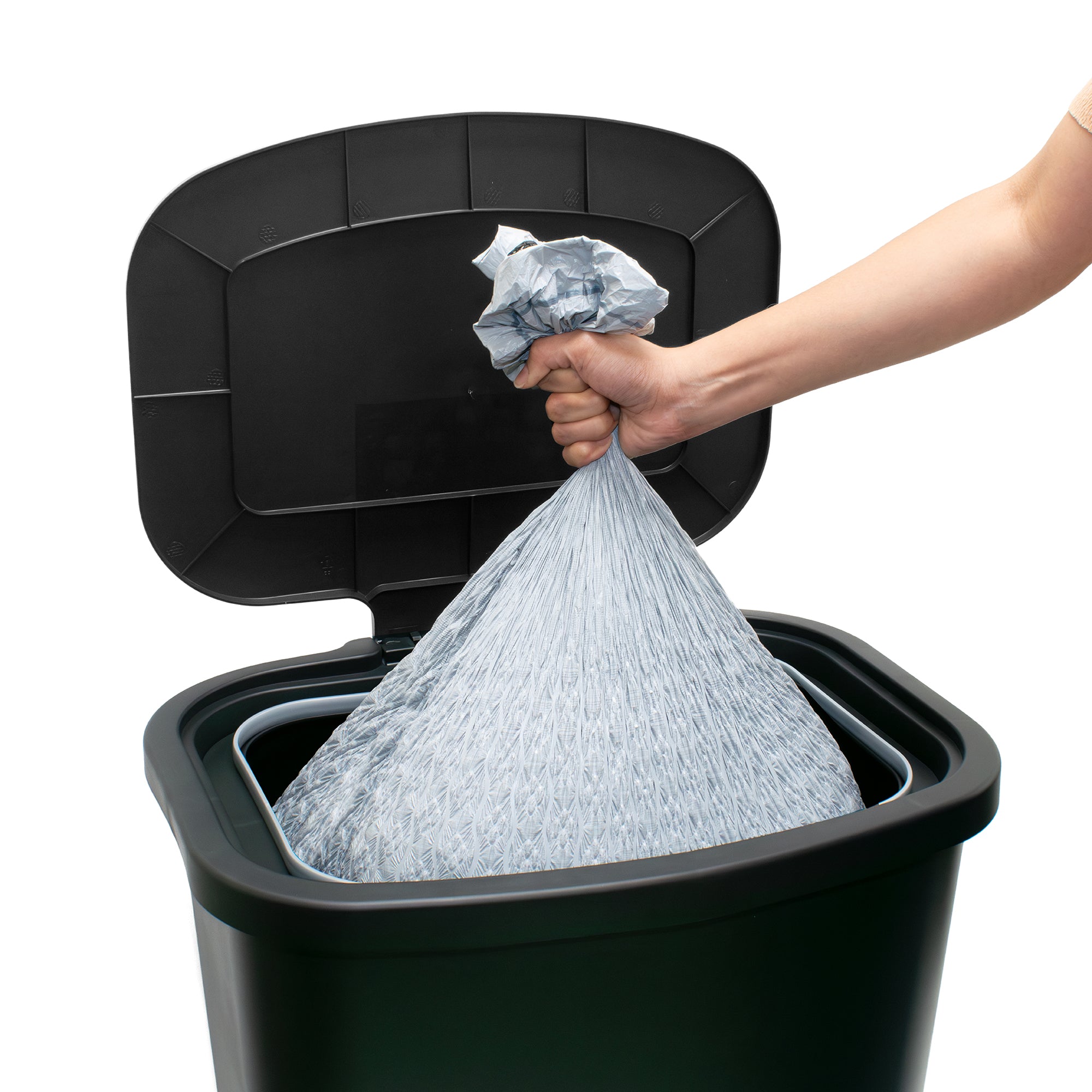 Glad Trash Can with Lid, Stainless Foot Pedal & Garbage Bag Rings, 20 Gal (Used)