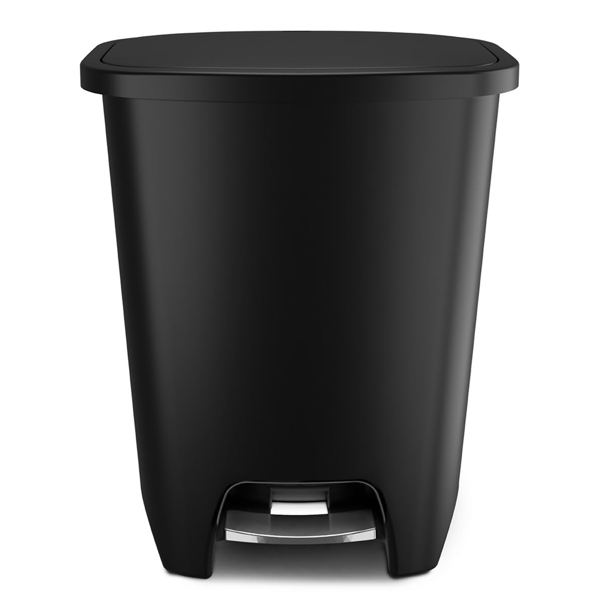 Glad Trash Can with Lid, Stainless Foot Pedal & Garbage Bag Rings, 20 Gal, Black