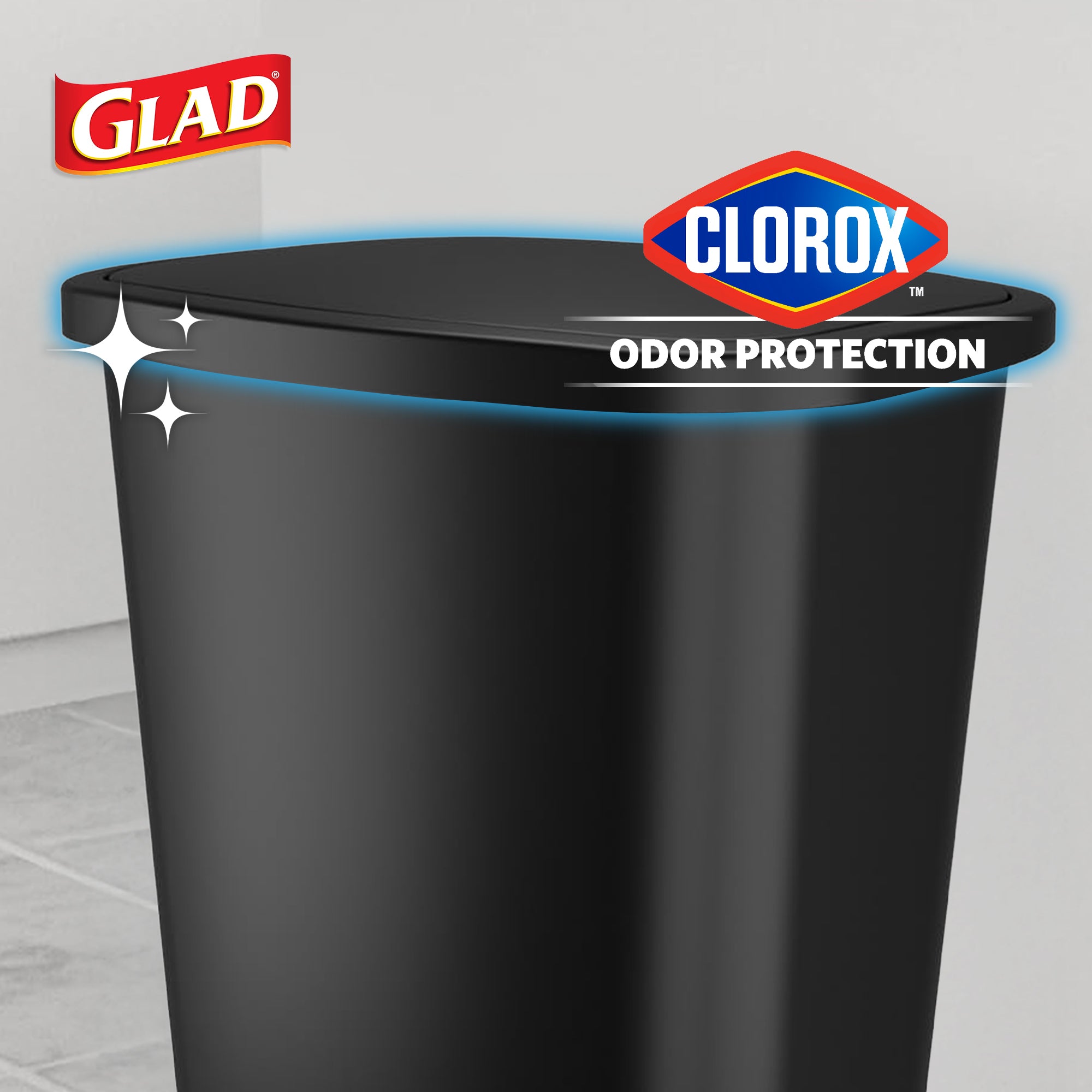 Glad Trash Can with Lid, Stainless Foot Pedal & Garbage Bag Rings, 20 Gal (Used)