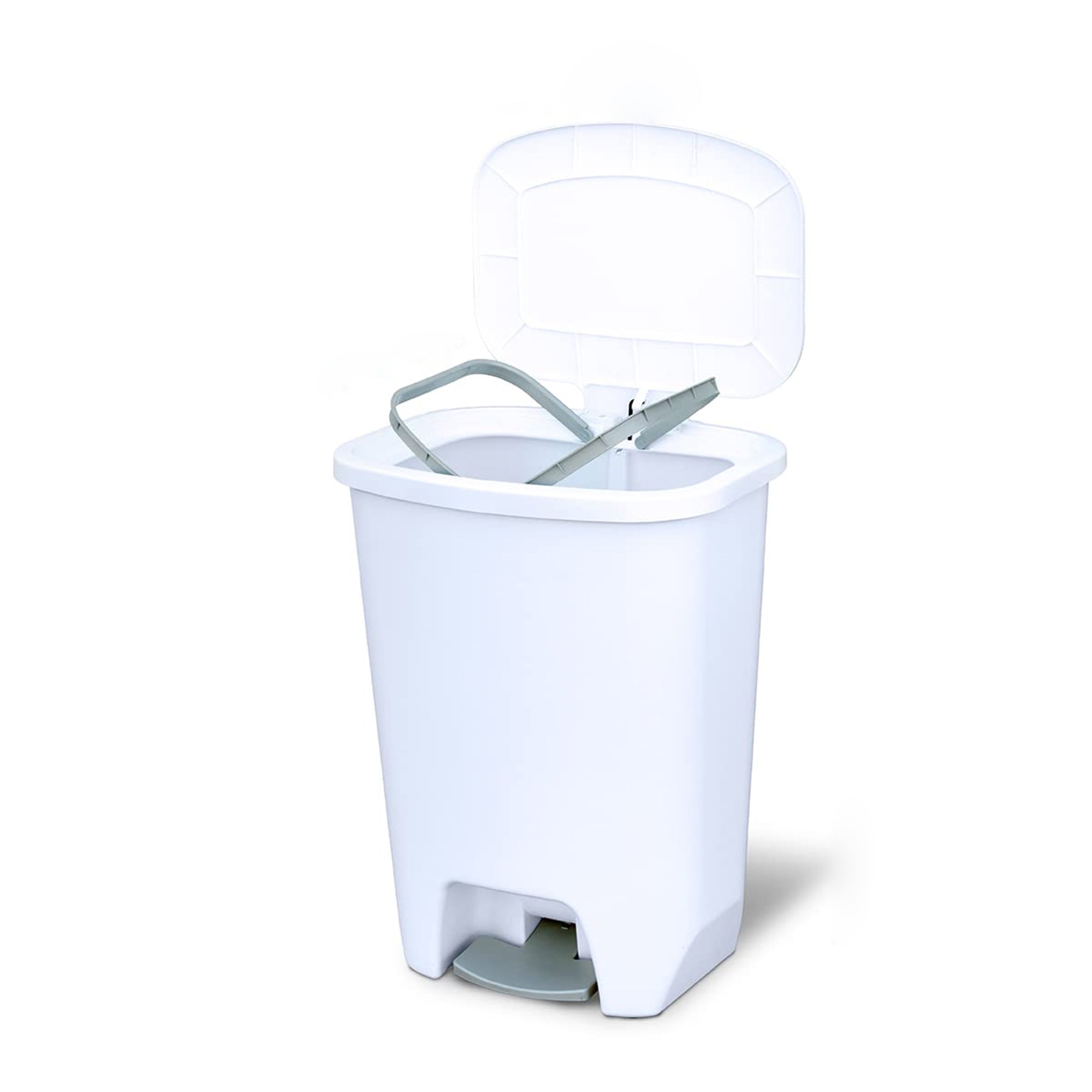 Glad Kitchen Trash Can with Lid, Foot Pedal and Garbage Bag Rings, 20 Gal, White - VMInnovations