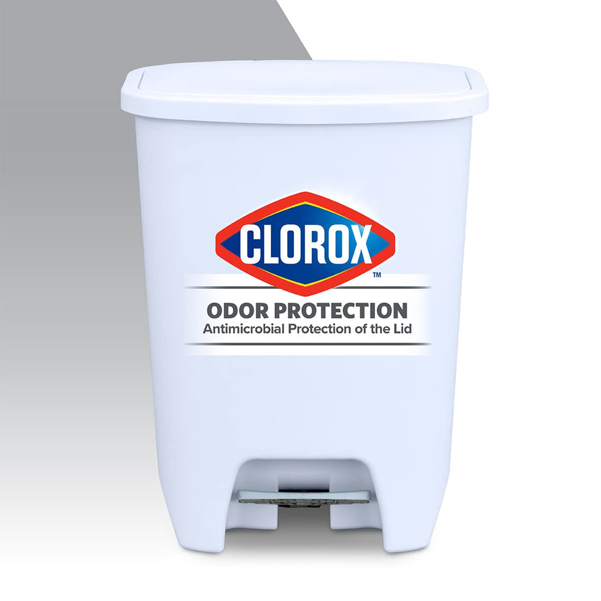 Glad Trash Can w/Lid, Foot Pedal & Garbage Bag Rings, 20 Gal, White (Used)